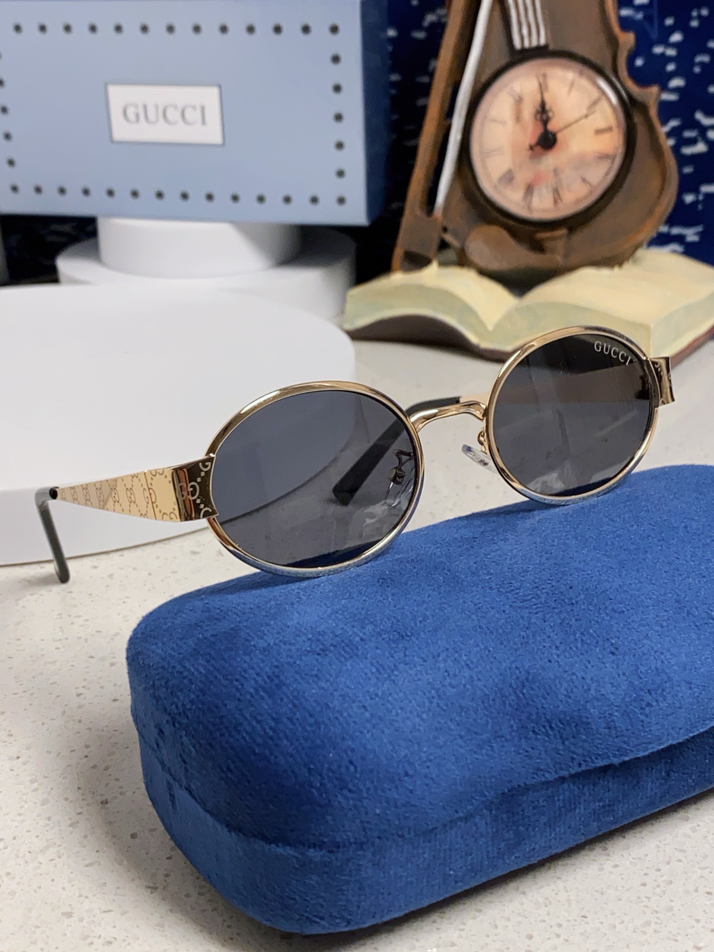 GUCCI グッチ サングラス メンズ レディース 楕円型 金属フレーム UVカット ブランド ミラーレンズ 通勤 多色展開 - 画像 2