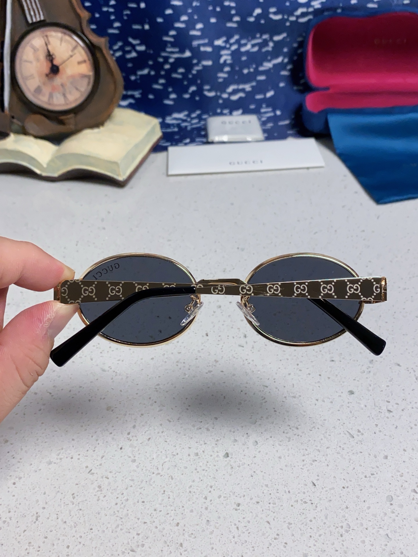 GUCCI グッチ サングラス メンズ レディース 楕円型 金属フレーム UVカット ブランド ミラーレンズ 通勤 多色展開 - 画像 8