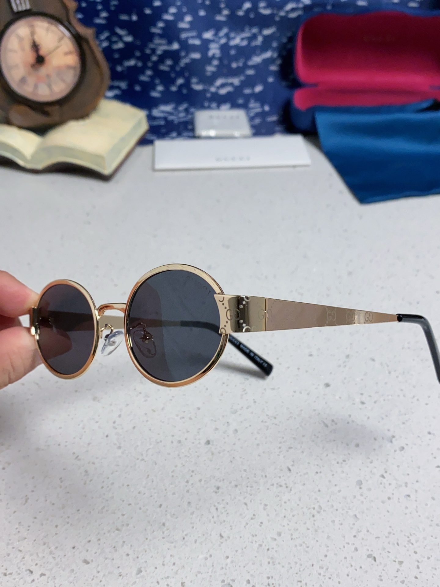 GUCCI グッチ サングラス メンズ レディース 楕円型 金属フレーム UVカット ブランド ミラーレンズ 通勤 多色展開 - 画像 9