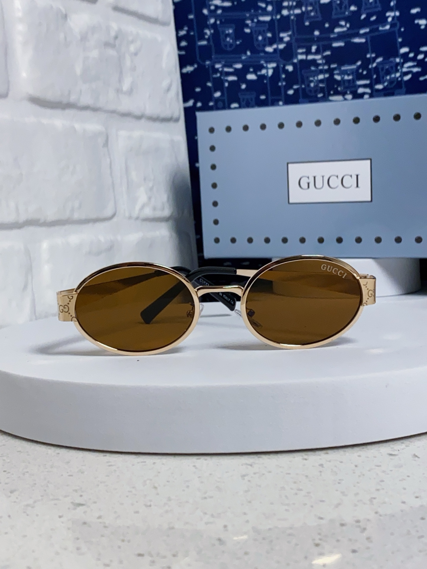 GUCCI グッチ サングラス メンズ レディース 楕円型 金属フレーム 防紫外線 シルバー ブラック マットブラック 茶色 ピンク ブルー 全6色展開 - 画像 5