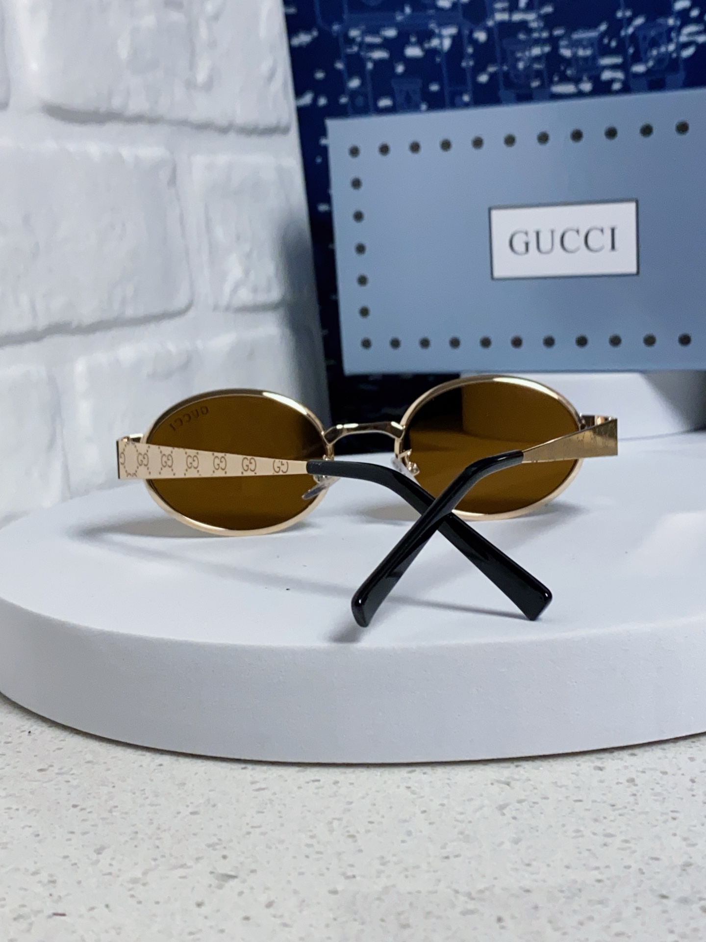 GUCCI グッチ サングラス メンズ レディース 楕円型 金属フレーム 防紫外線 シルバー ブラック マットブラック 茶色 ピンク ブルー 全6色展開 - 画像 6