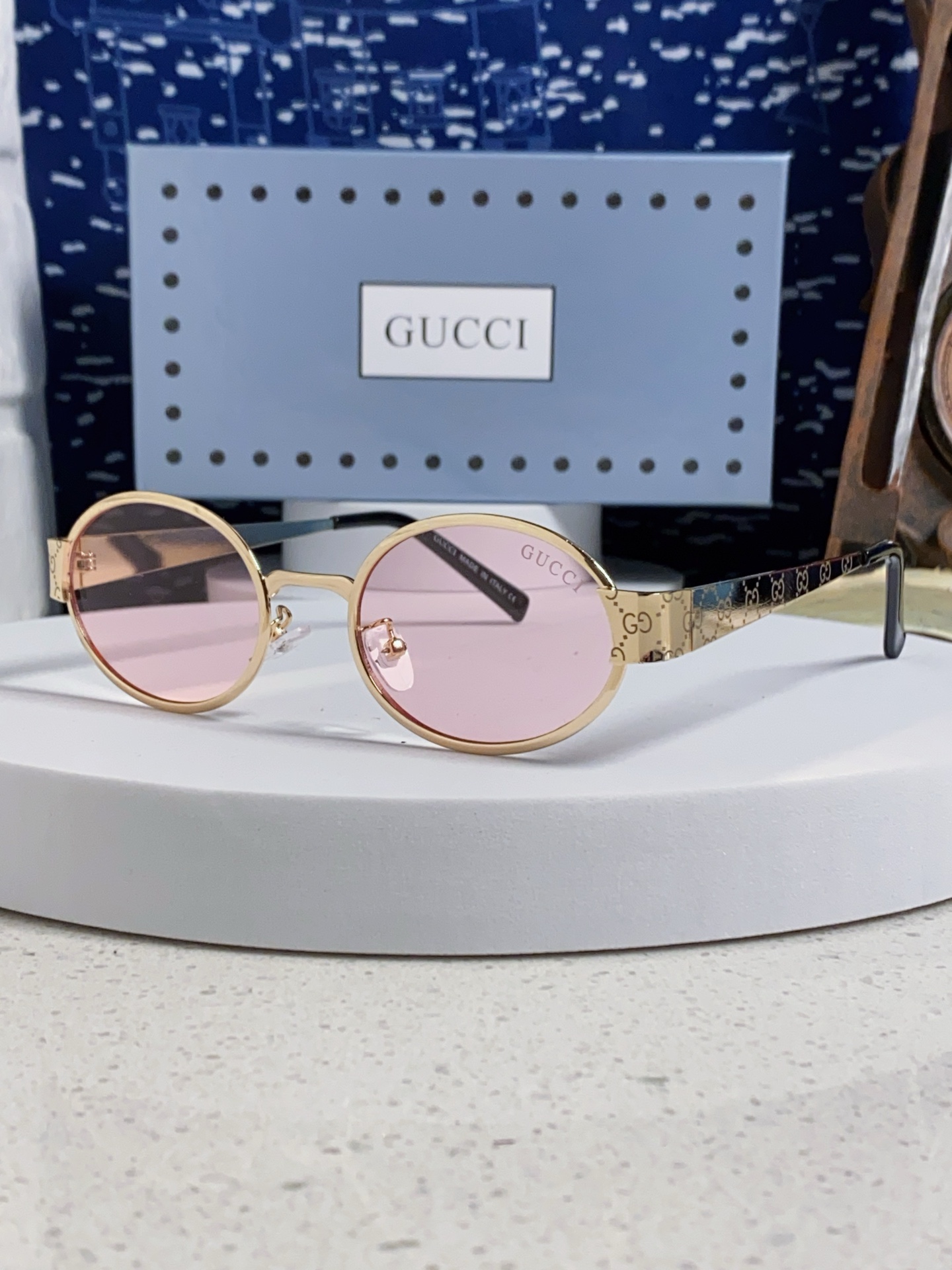 GUCCI グッチ サングラス メンズ レディース ロウ エルゴン メタル 丸型 ピンク シルバー 31507 多色展開