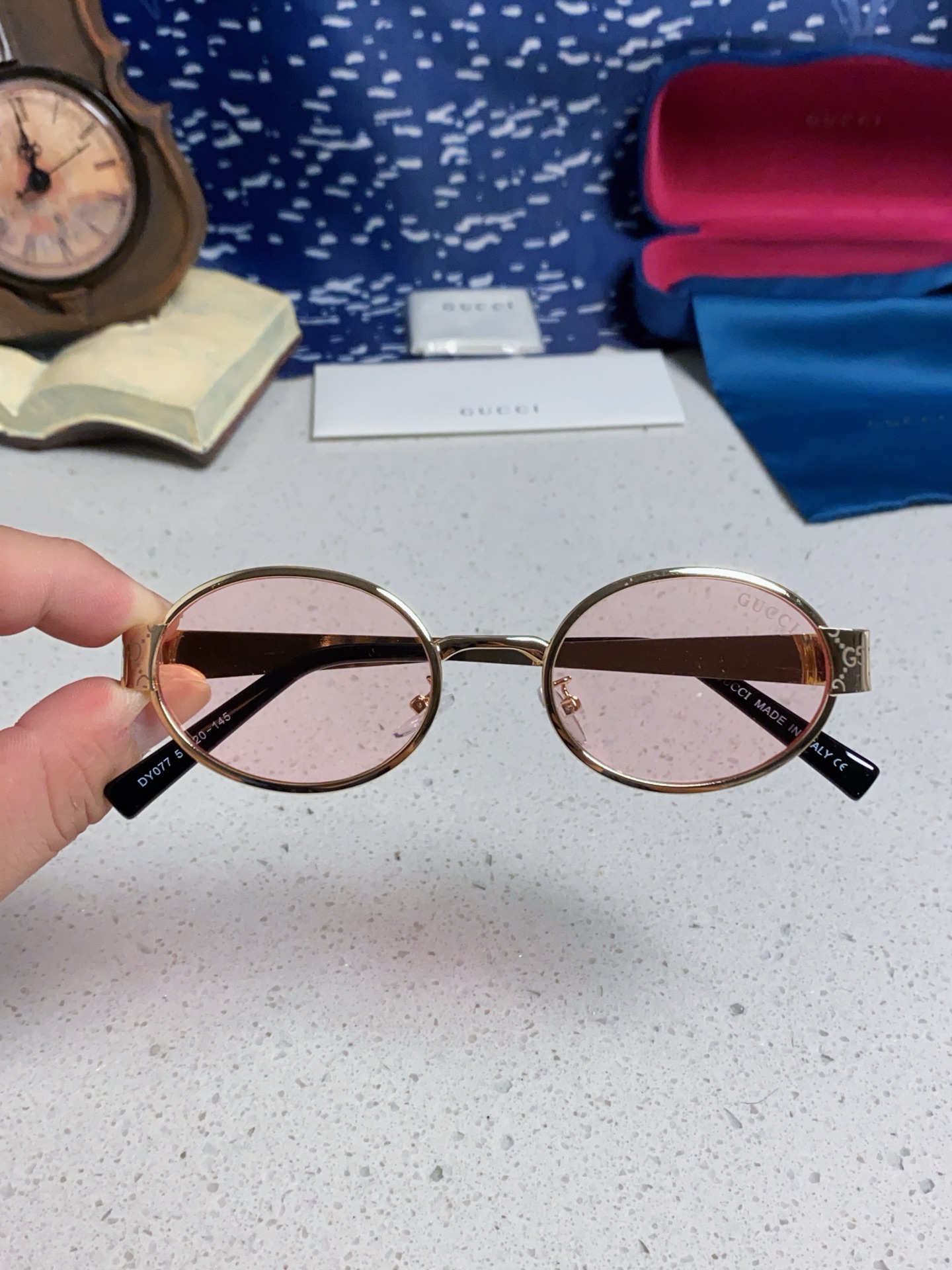 GUCCI グッチ サングラス メンズ レディース ロウ エルゴン メタル 丸型 ピンク シルバー 31507 多色展開 - 画像 7