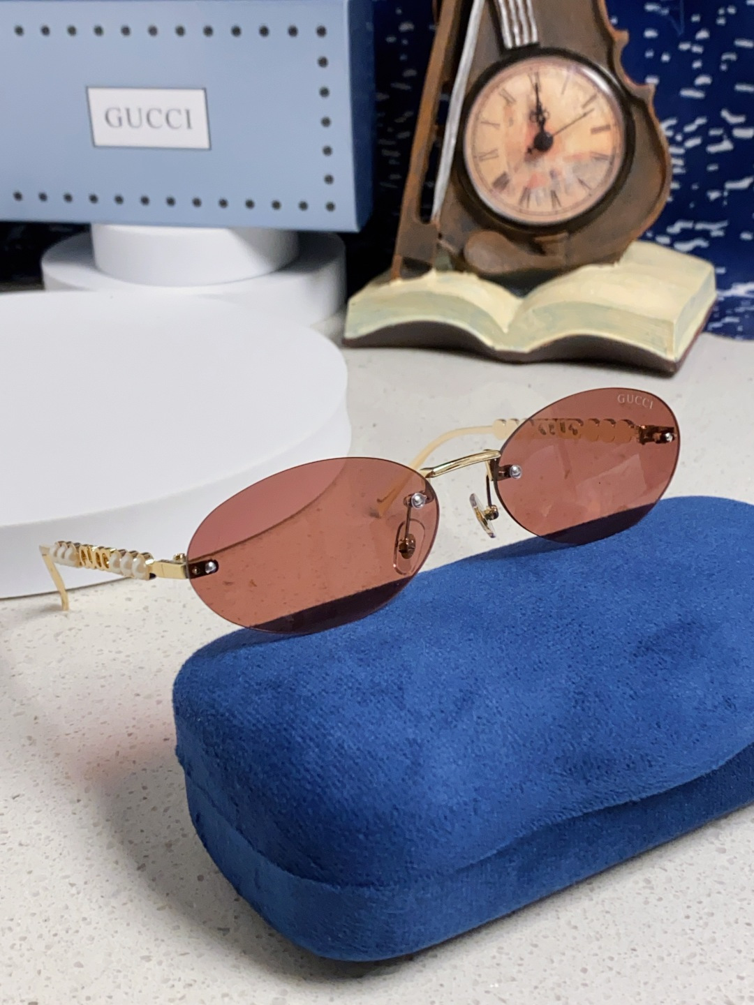 GUCCI グッチ メガネ フレームレス サングラス 無縁 ピアス かんざし レディース 軽量 ブラウン 多色展開 - 画像 2