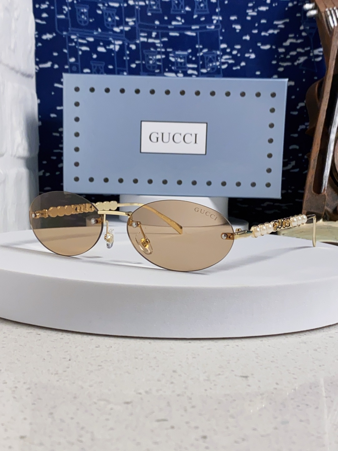 GUCCI グッチ サングラス フレームレス パール レディース フロント ブラック ブラウン レッド グリーン ブルー 他多色展開