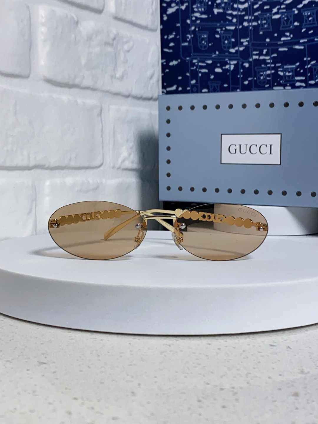 GUCCI グッチ サングラス フレームレス パール レディース フロント ブラック ブラウン レッド グリーン ブルー 他多色展開 - 画像 5