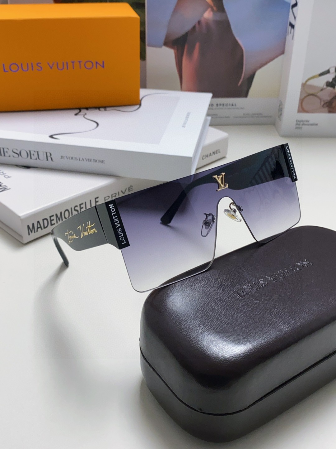 LOUIS VUITTON ルイヴィトン メガネ型サングラス フレーム付き メンズ レディース ブラック ブラウン ホワイト 多色展開 - 画像 9