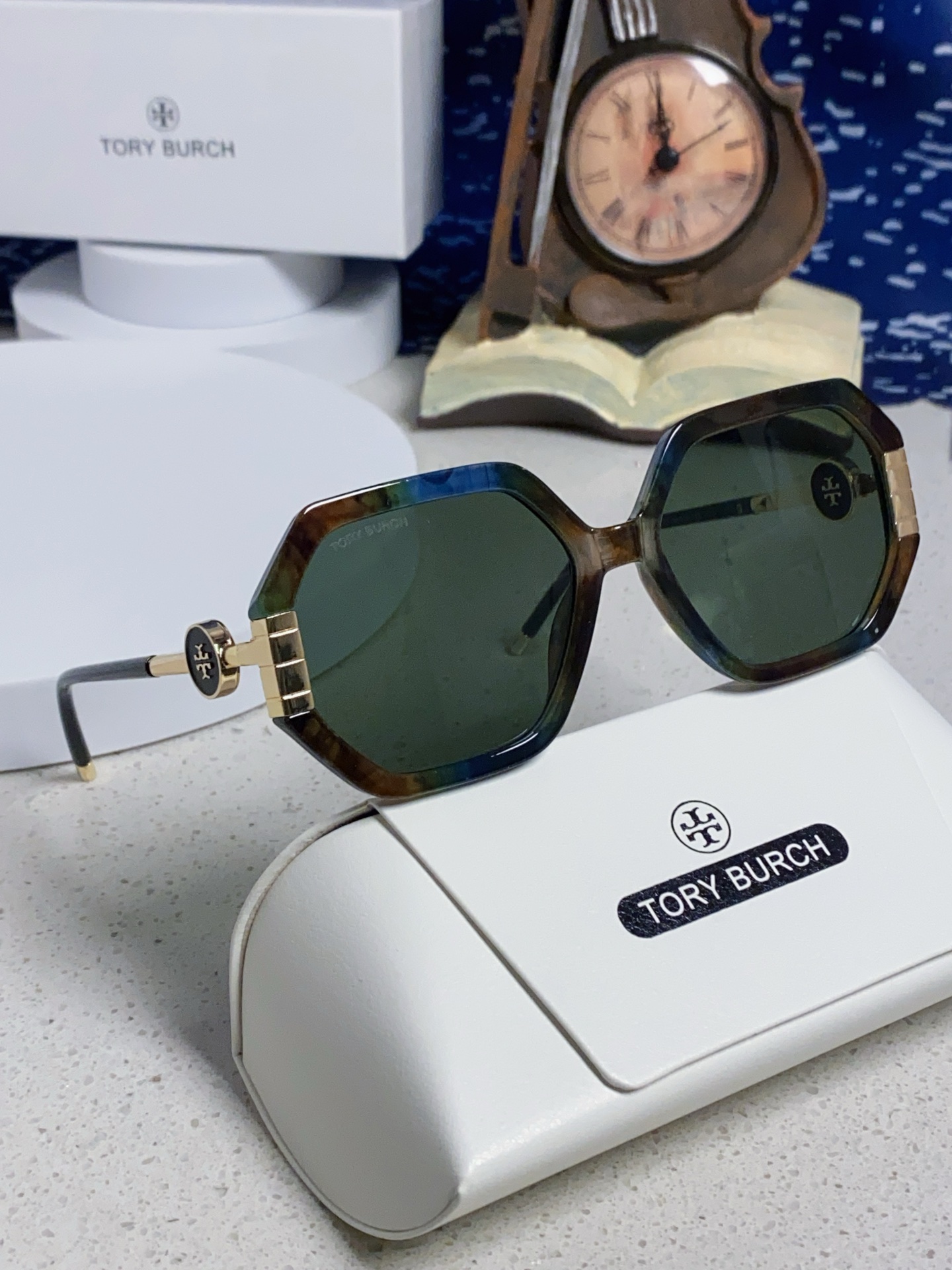 TORY BURCH トリー バーチ サングラス フラットフレーム UVカット 防紫外線 多角形 レディース ブランド メンズ 4色展開 - 画像 2