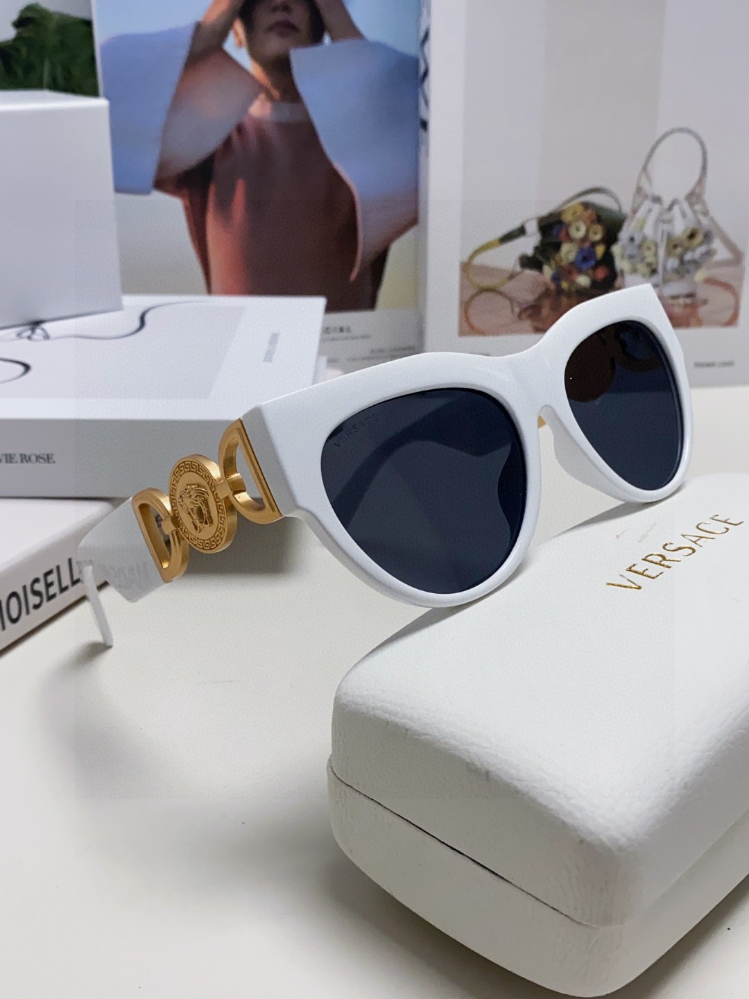 VERSACE ヴェルサーチ サングラス メンズ レディース 男女兼用 カメリア フレーム ブラック ホワイト マーメイド デザイン 31407 - 画像 2