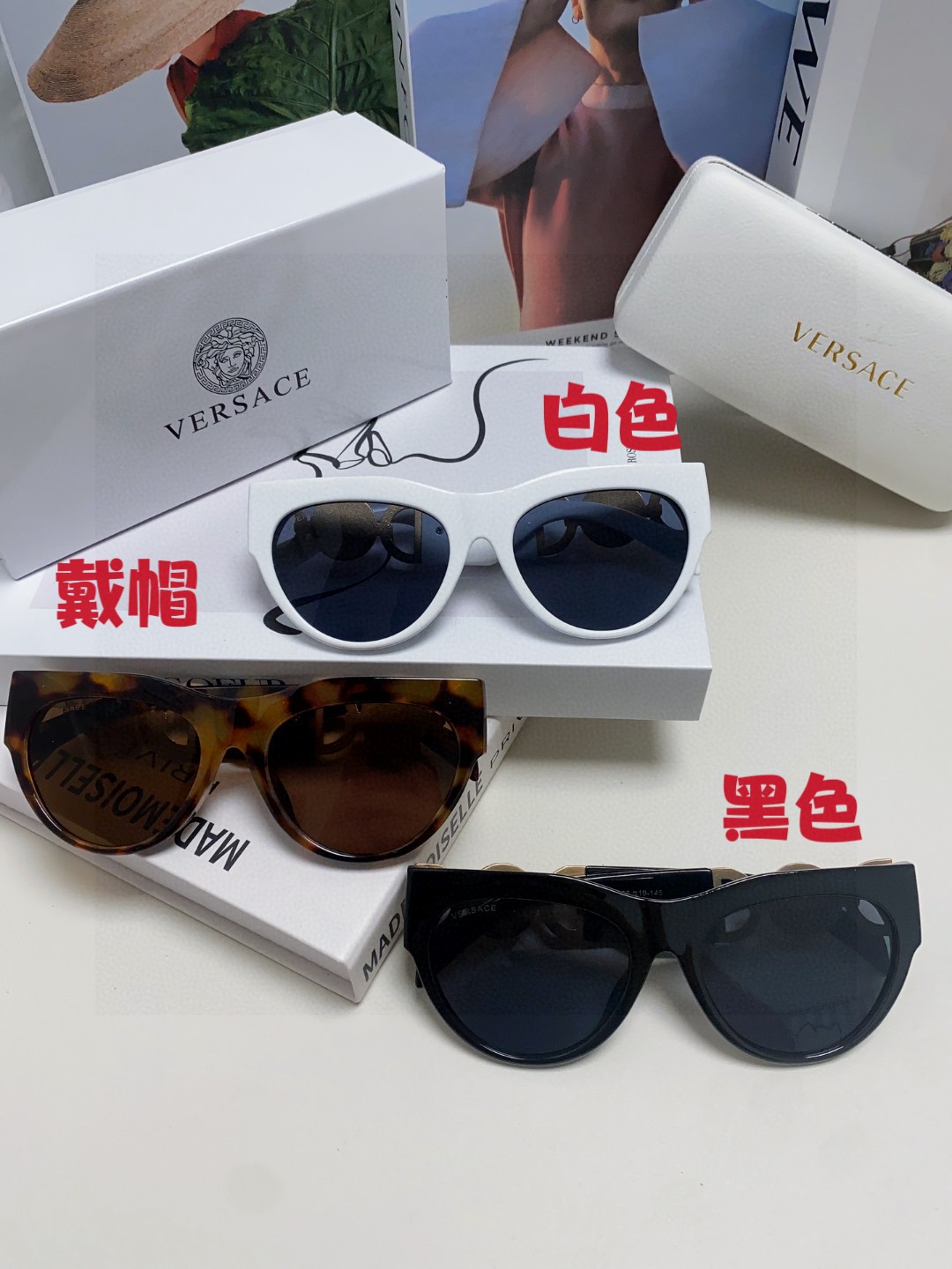 VERSACE ヴェルサーチ サングラス メンズ レディース 男女兼用 カメリア フレーム ブラック ホワイト マーメイド デザイン 31407 - 画像 4