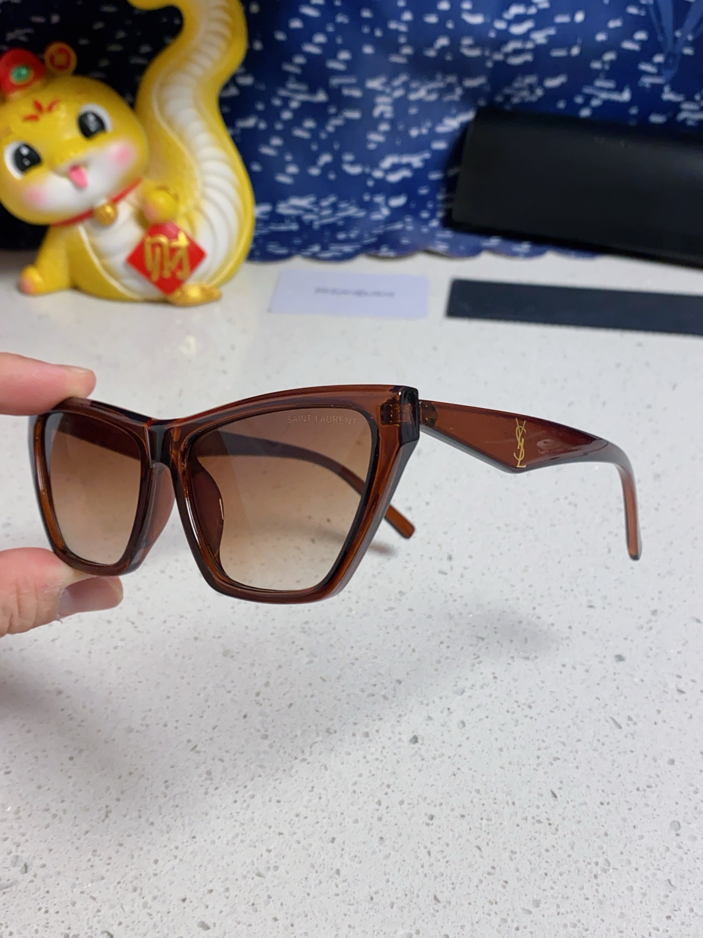 SAINT LAURENT サンローラン サングラス フェイスカット メンズ レディース UVカット ブラウン 多色展開 - 画像 9