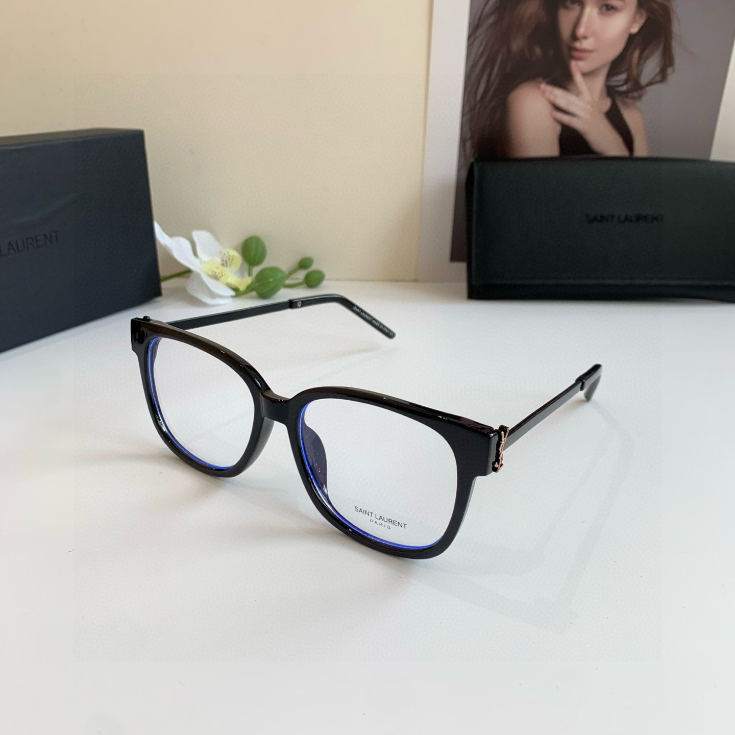 SAINT LAURENT サンローラン メガネ フレーム 丸型 男性用 女性用 ブラック - 画像 2