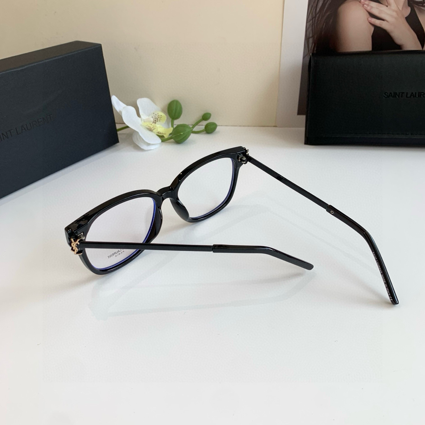 SAINT LAURENT サンローラン メガネ フレーム 丸型 男性用 女性用 ブラック - 画像 6