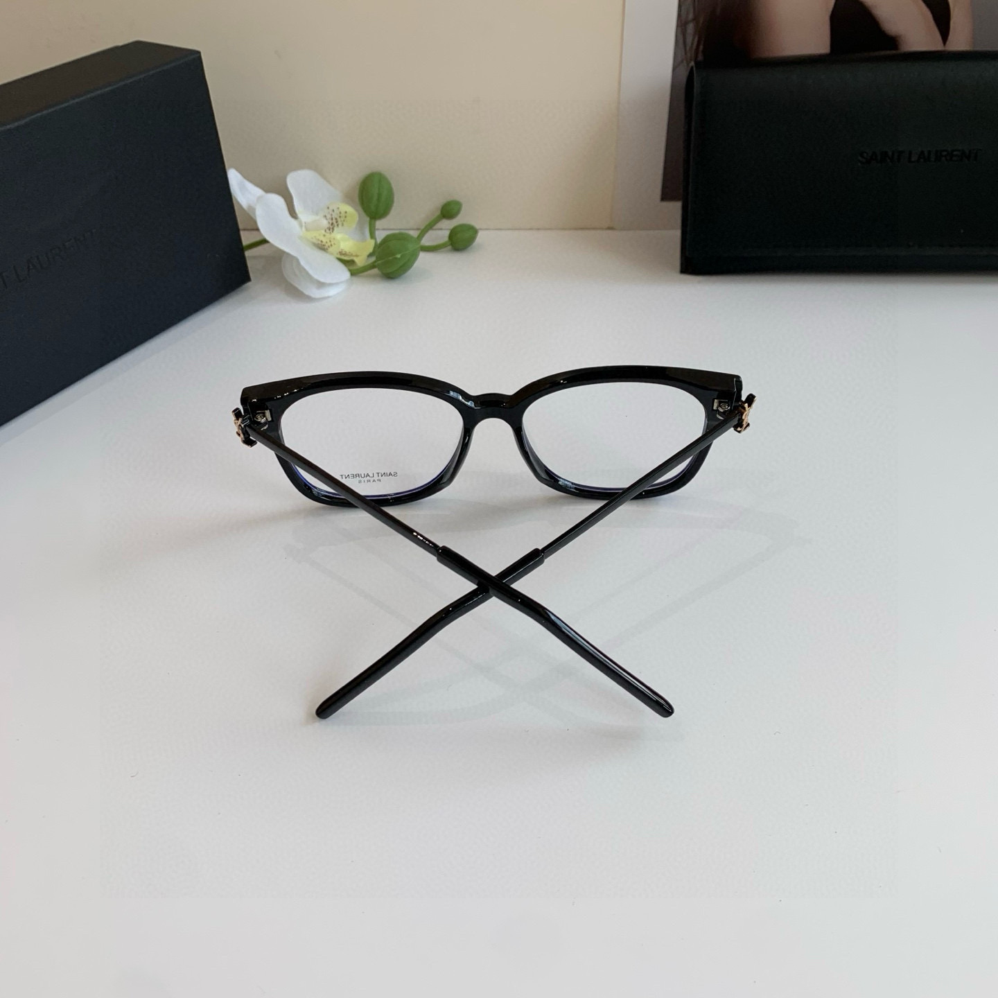 SAINT LAURENT サンローラン メガネ フレーム 丸型 男性用 女性用 ブラック - 画像 7