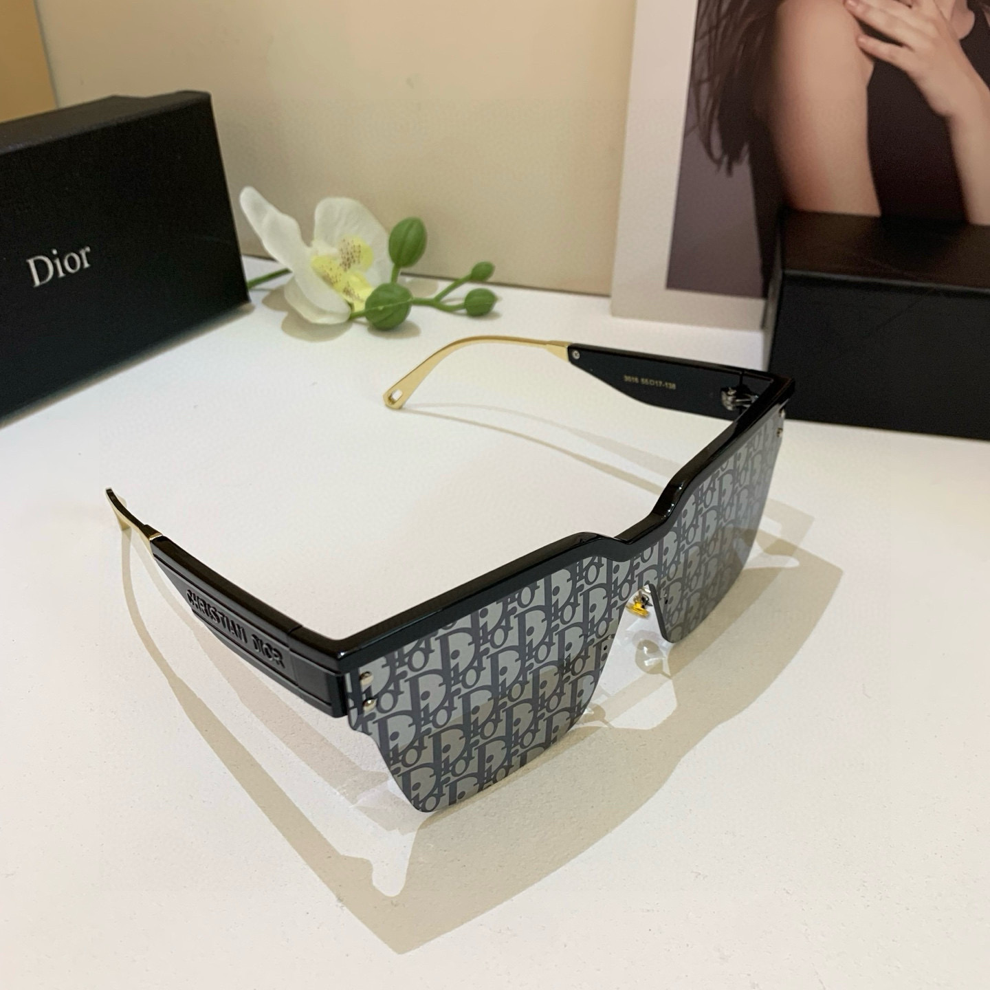 Dior ディオール サングラス P135 対応 フレーム インスタ風 メンズ レディース ブラック