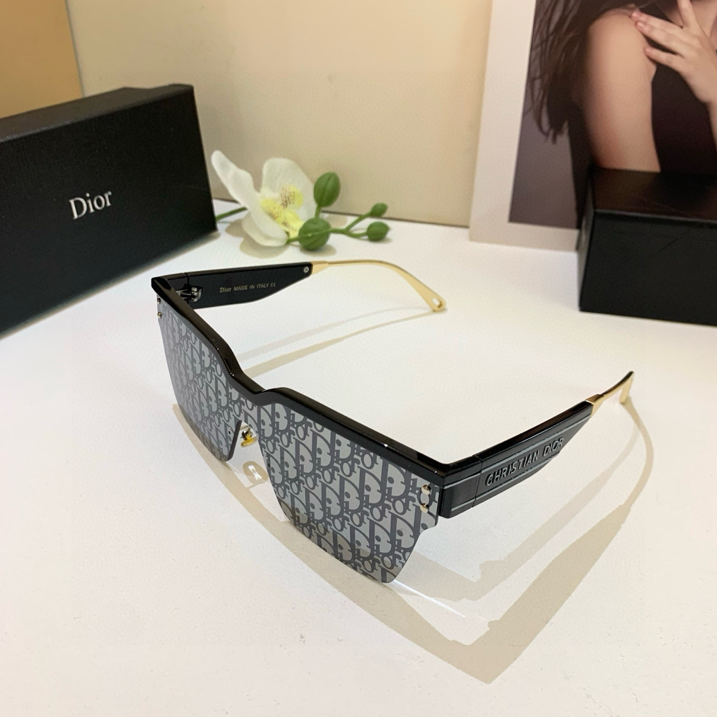 Dior ディオール サングラス P135 対応 フレーム インスタ風 メンズ レディース ブラック - 画像 2