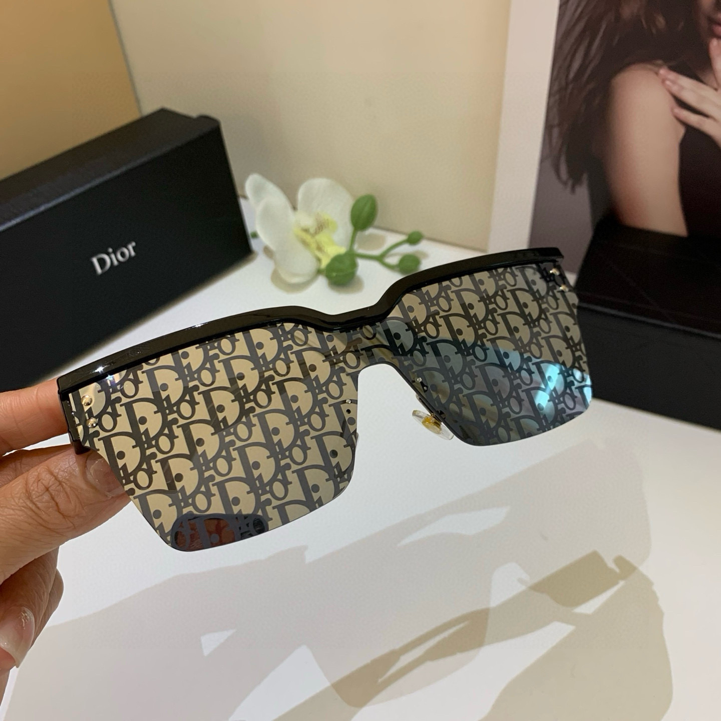 Dior ディオール サングラス P135 対応 フレーム インスタ風 メンズ レディース ブラック - 画像 3