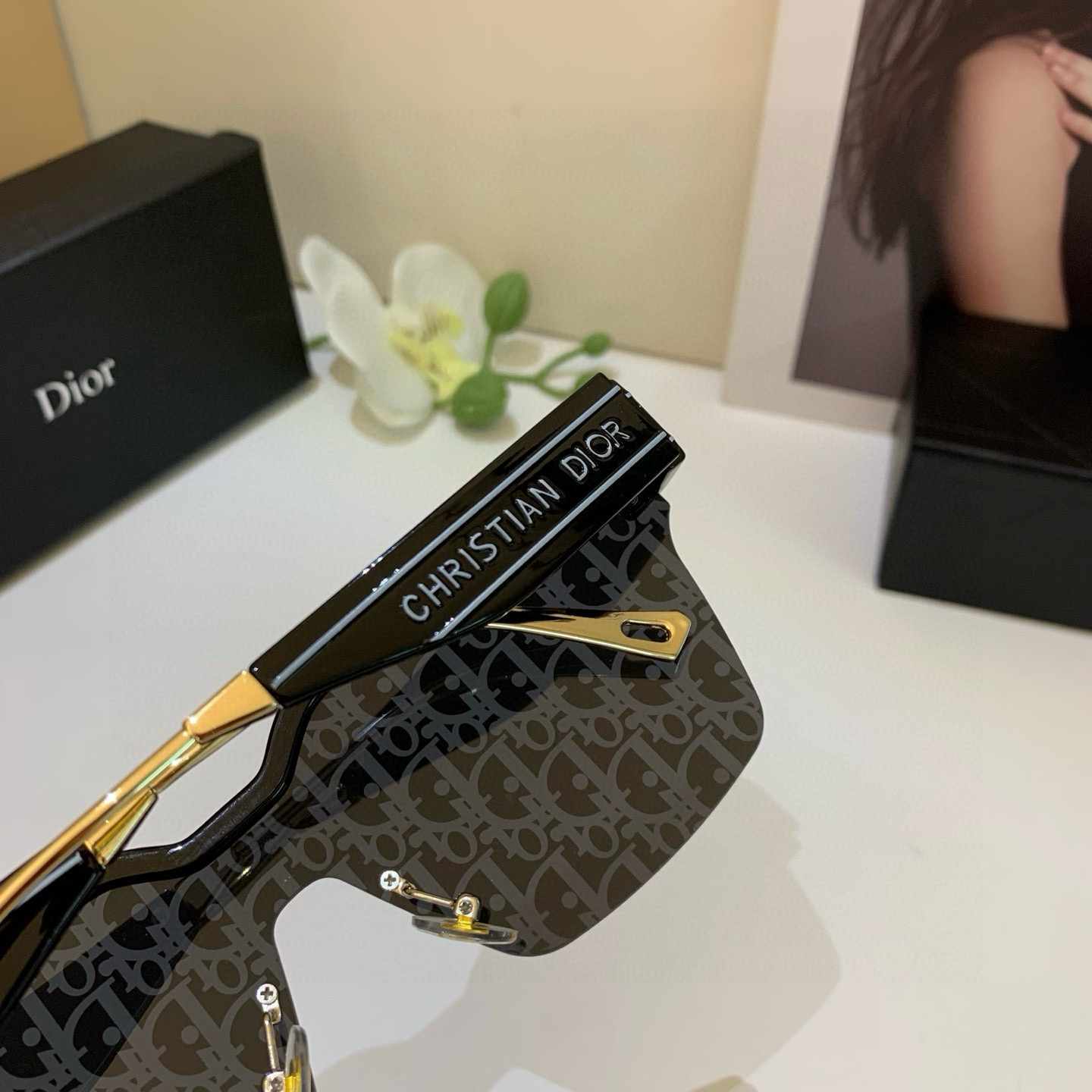 Dior ディオール サングラス P135 対応 フレーム インスタ風 メンズ レディース ブラック - 画像 6