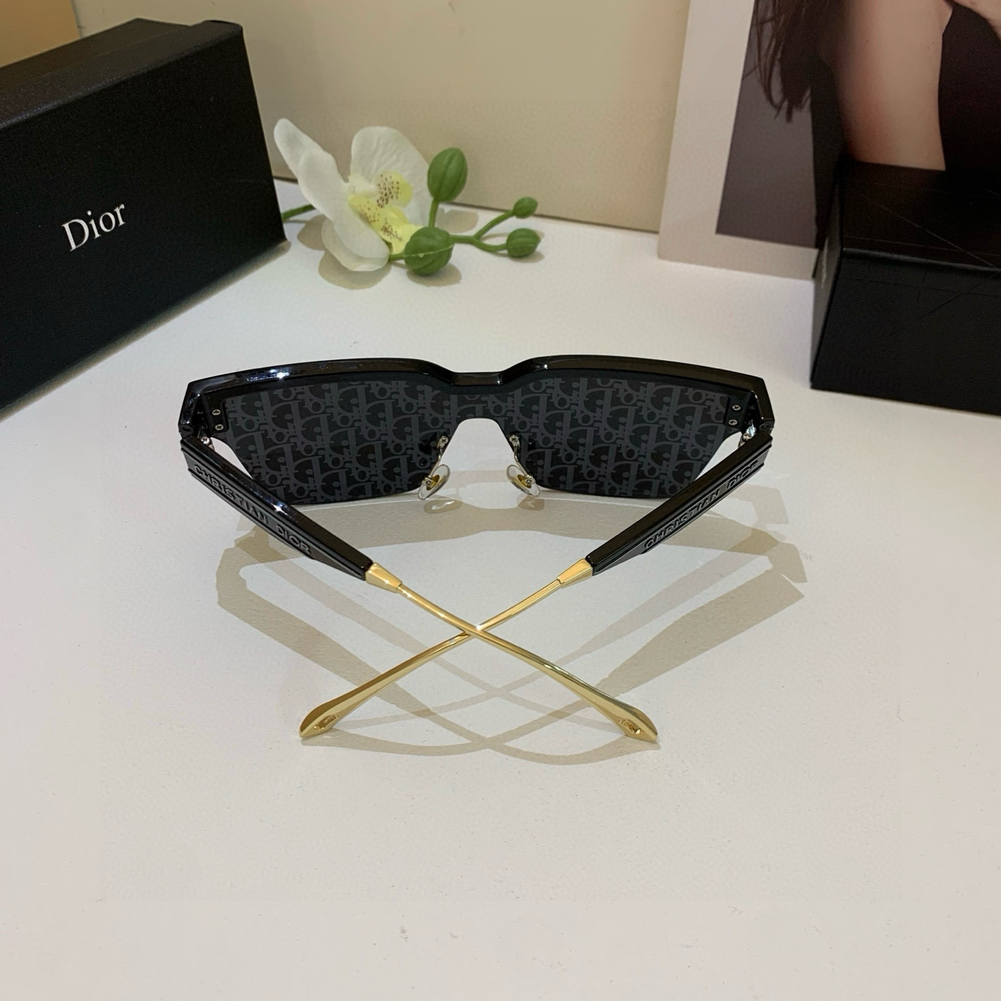 Dior ディオール サングラス P135 対応 フレーム インスタ風 メンズ レディース ブラック - 画像 7