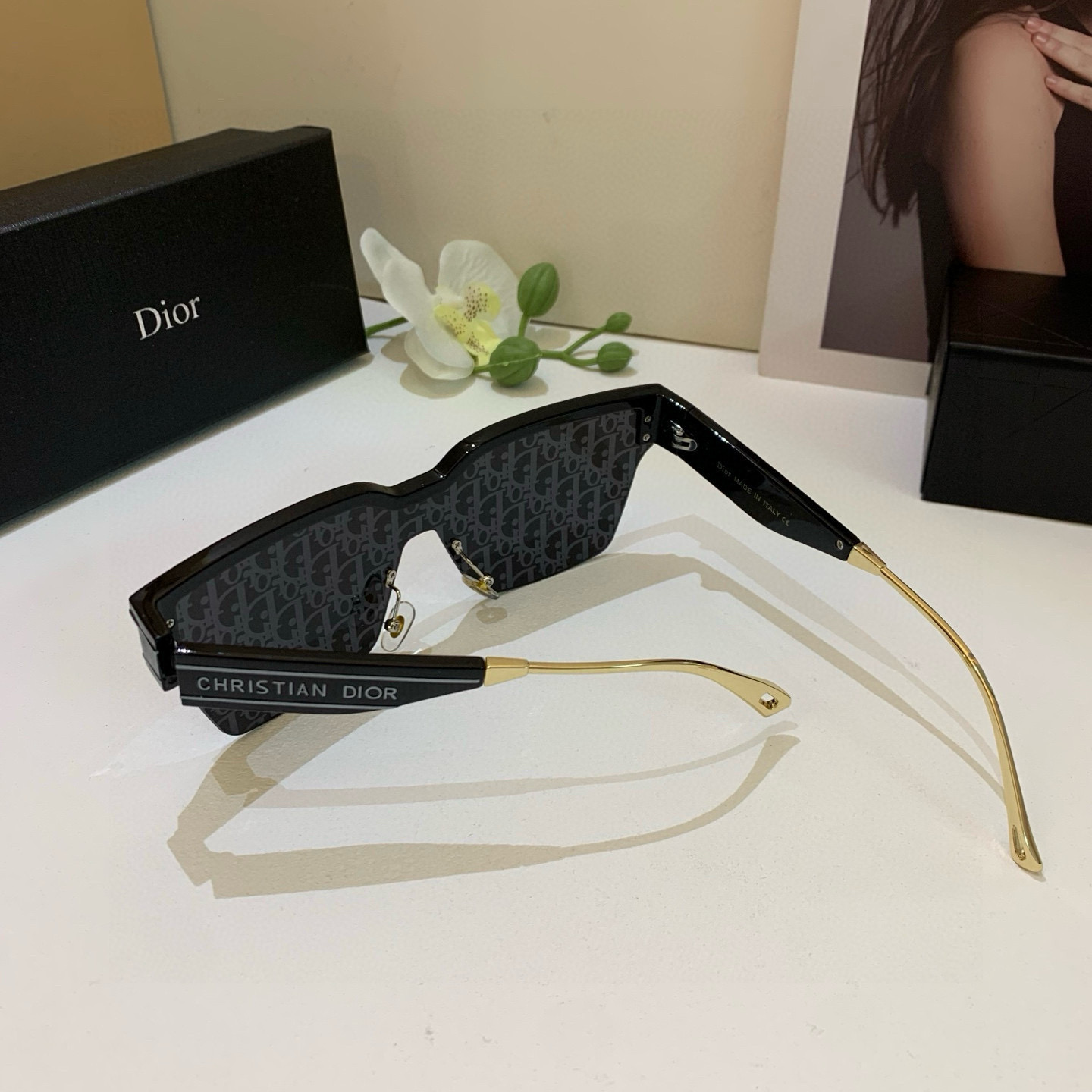 Dior ディオール サングラス P135 対応 フレーム インスタ風 メンズ レディース ブラック - 画像 8