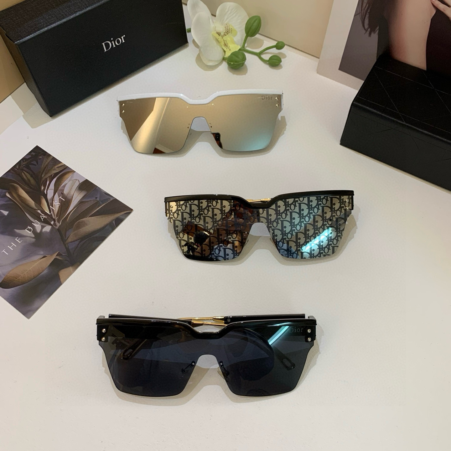 Dior ディオール サングラス P135 対応 フレーム インスタ風 メンズ レディース ブラック - 画像 9