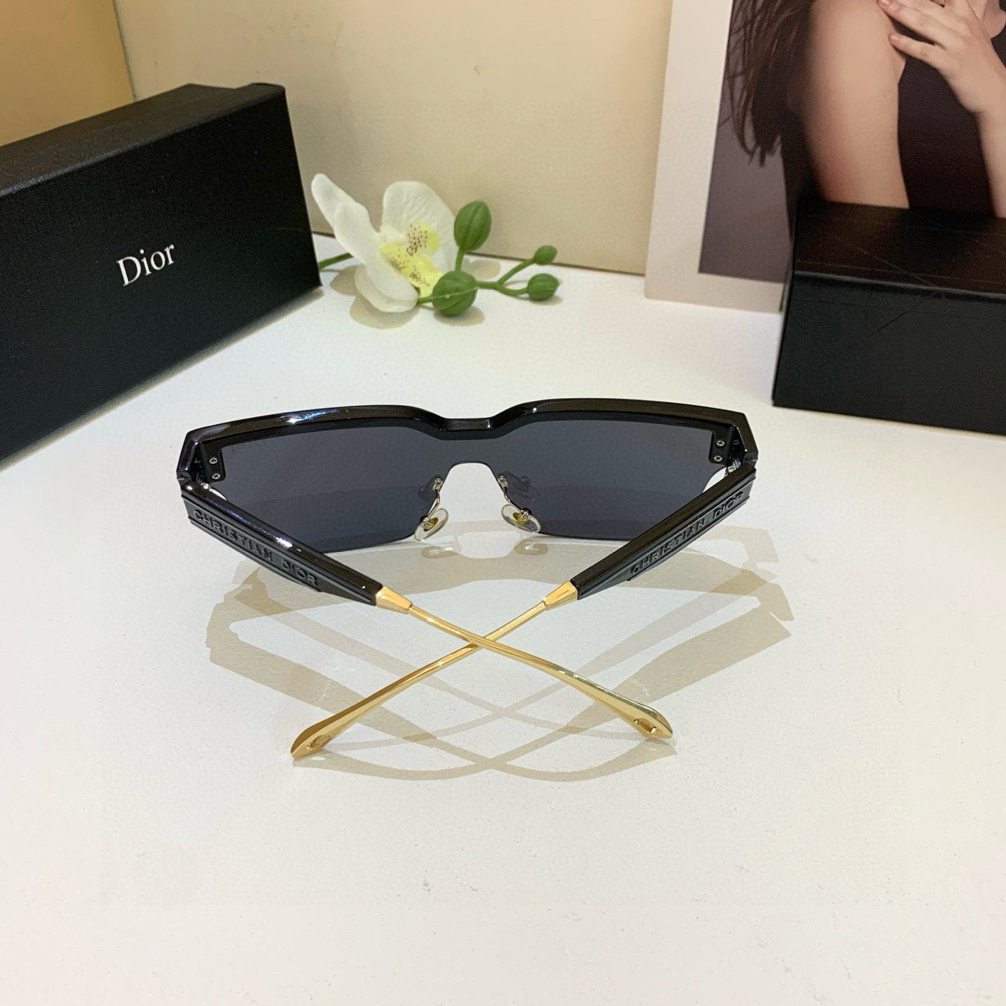 Dior ディオール サングラス フラットサングラス メンズ レディース ブラック ゴールド フレーム - 画像 6