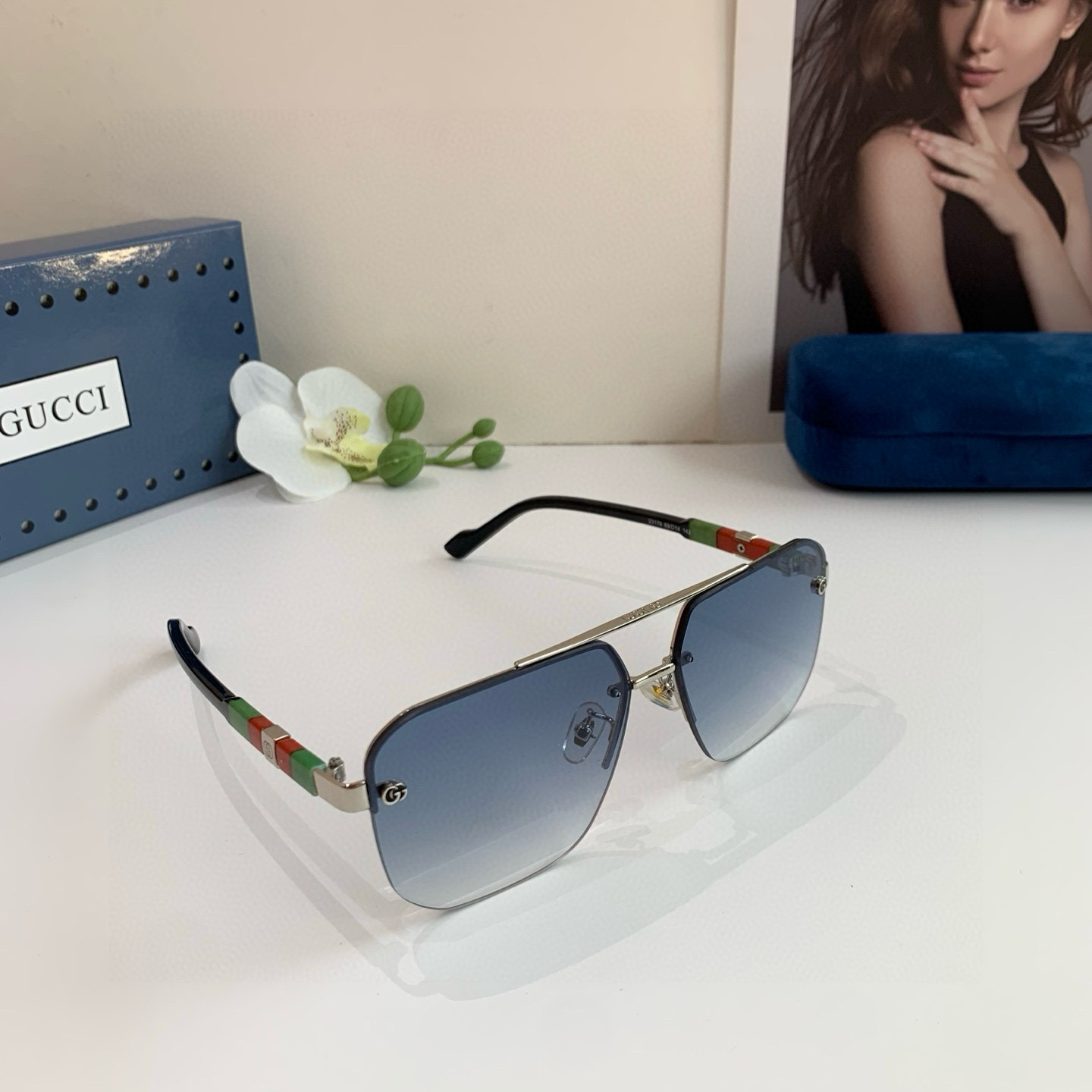 GUCCI グッチ サングラス メンズ レディース フレーム ブラック グラデーション フラットシェイプ レンズ 多色展開