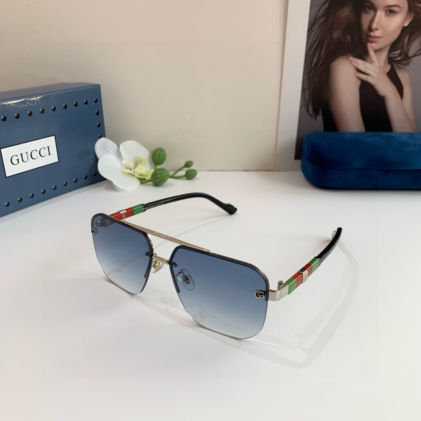 GUCCI グッチ サングラス メンズ レディース フレーム ブラック グラデーション フラットシェイプ レンズ 多色展開 - 画像 2