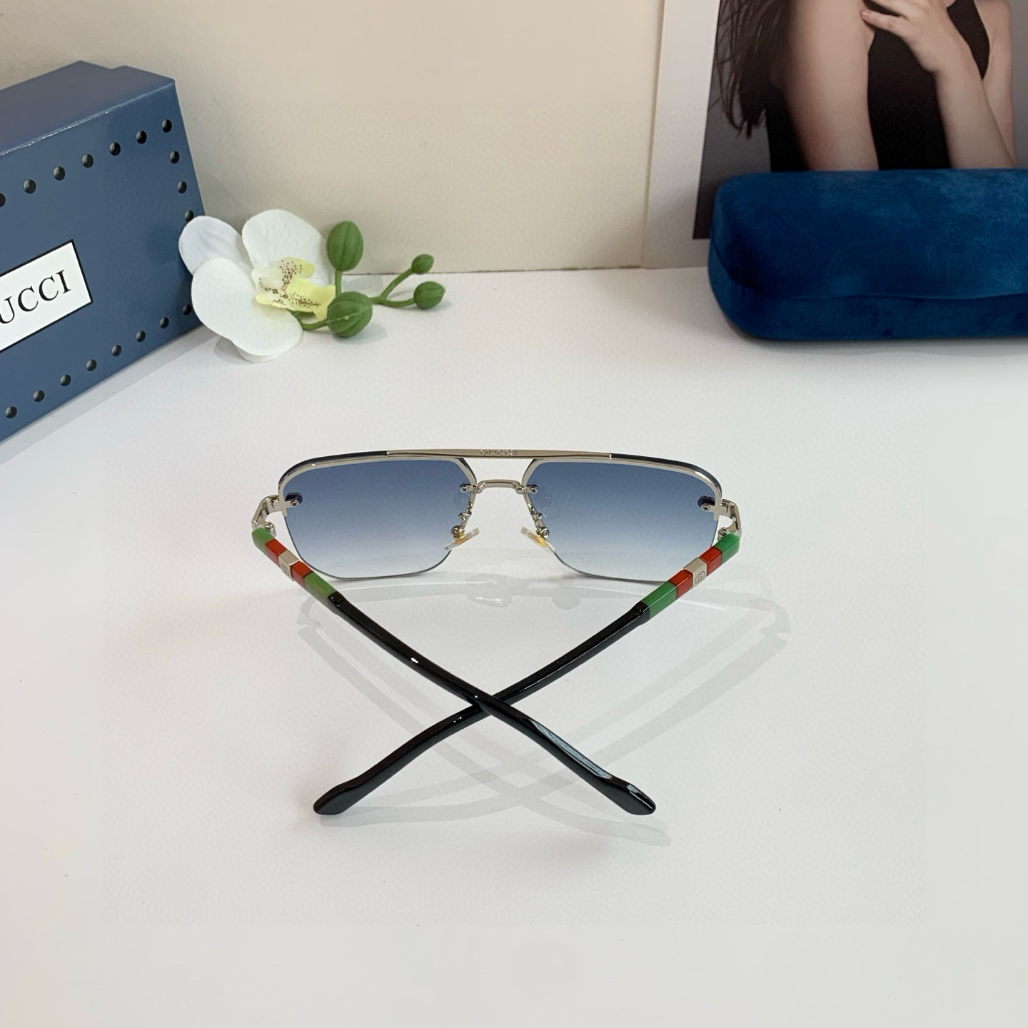 GUCCI グッチ サングラス メンズ レディース フレーム ブラック グラデーション フラットシェイプ レンズ 多色展開 - 画像 6