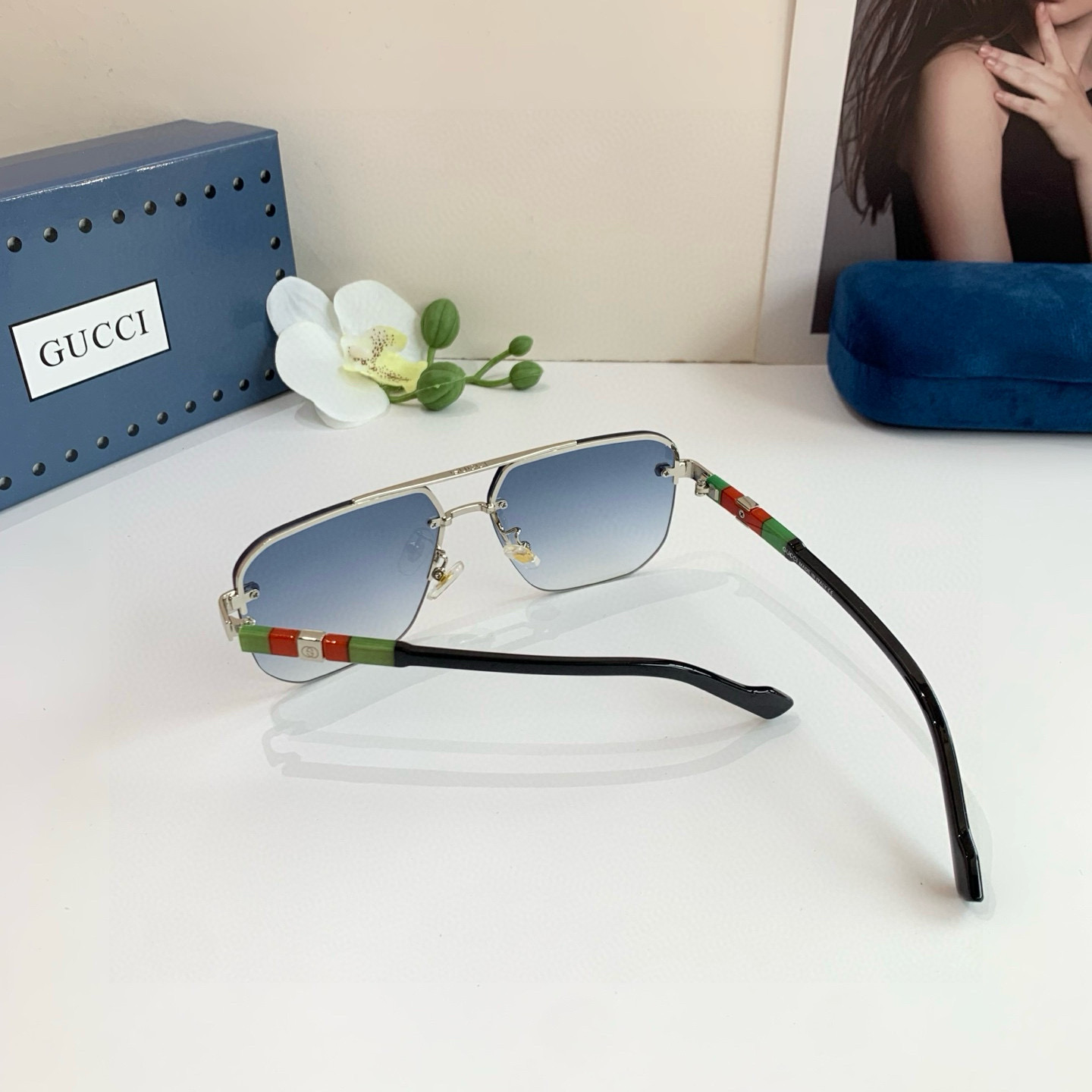 GUCCI グッチ サングラス メンズ レディース フレーム ブラック グラデーション フラットシェイプ レンズ 多色展開 - 画像 9