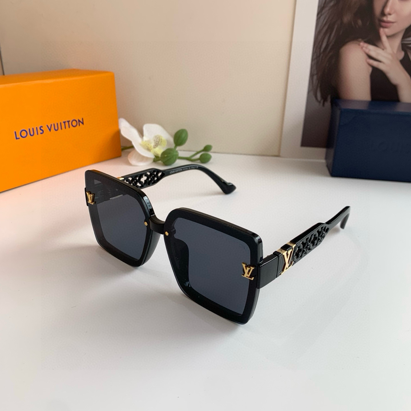 LOUIS VUITTON ルイヴィトン メンズ サングラス フレーム 8368 55 19-142 ブラック - 画像 3