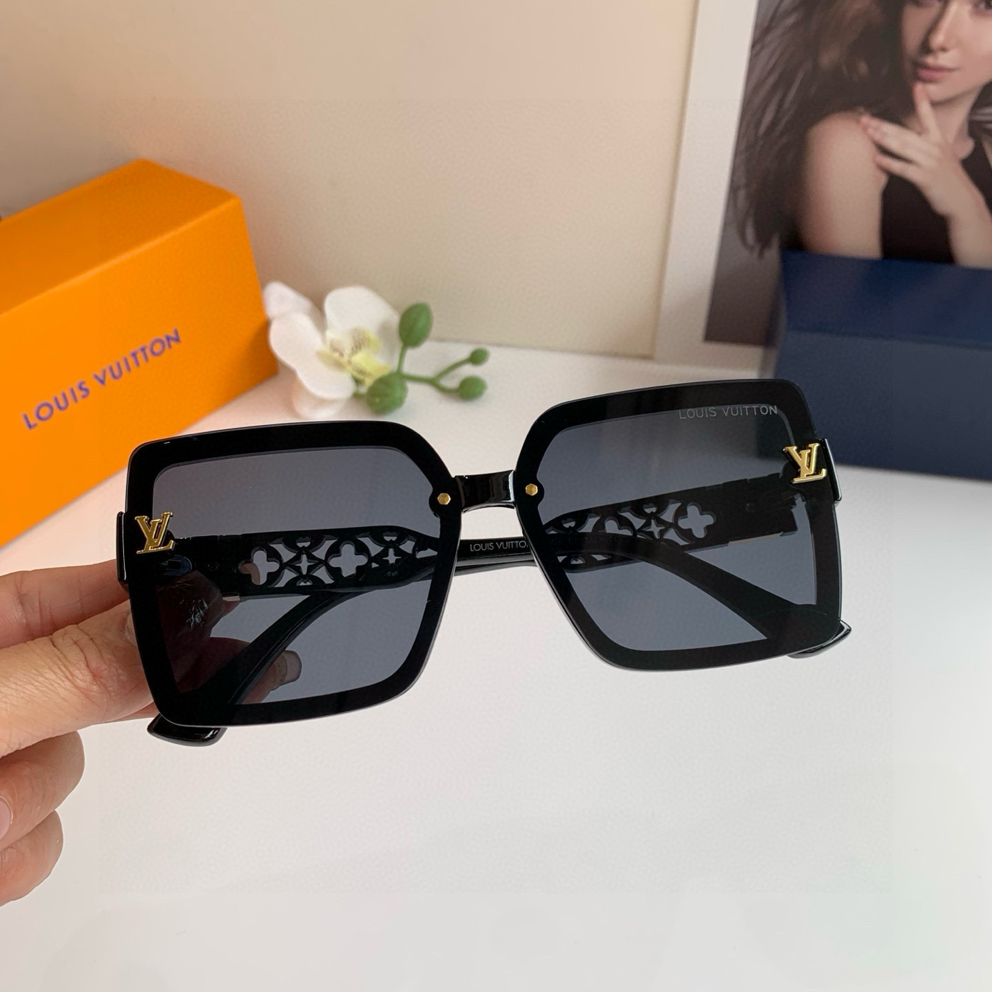 LOUIS VUITTON ルイヴィトン メンズ サングラス フレーム 8368 55 19-142 ブラック - 画像 4