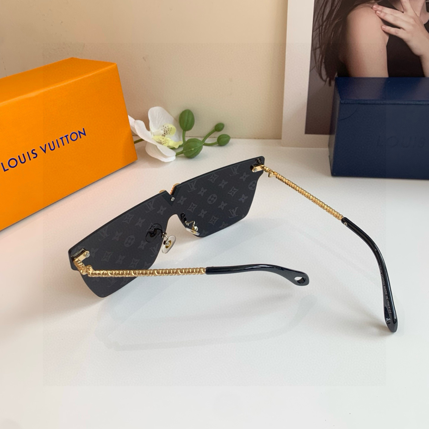 LV ルイヴィトン サングラス 一体型 モノグラム デザイン ファッショナブル レディース ブラック ブラウン 422 59□13-145 - 画像 8