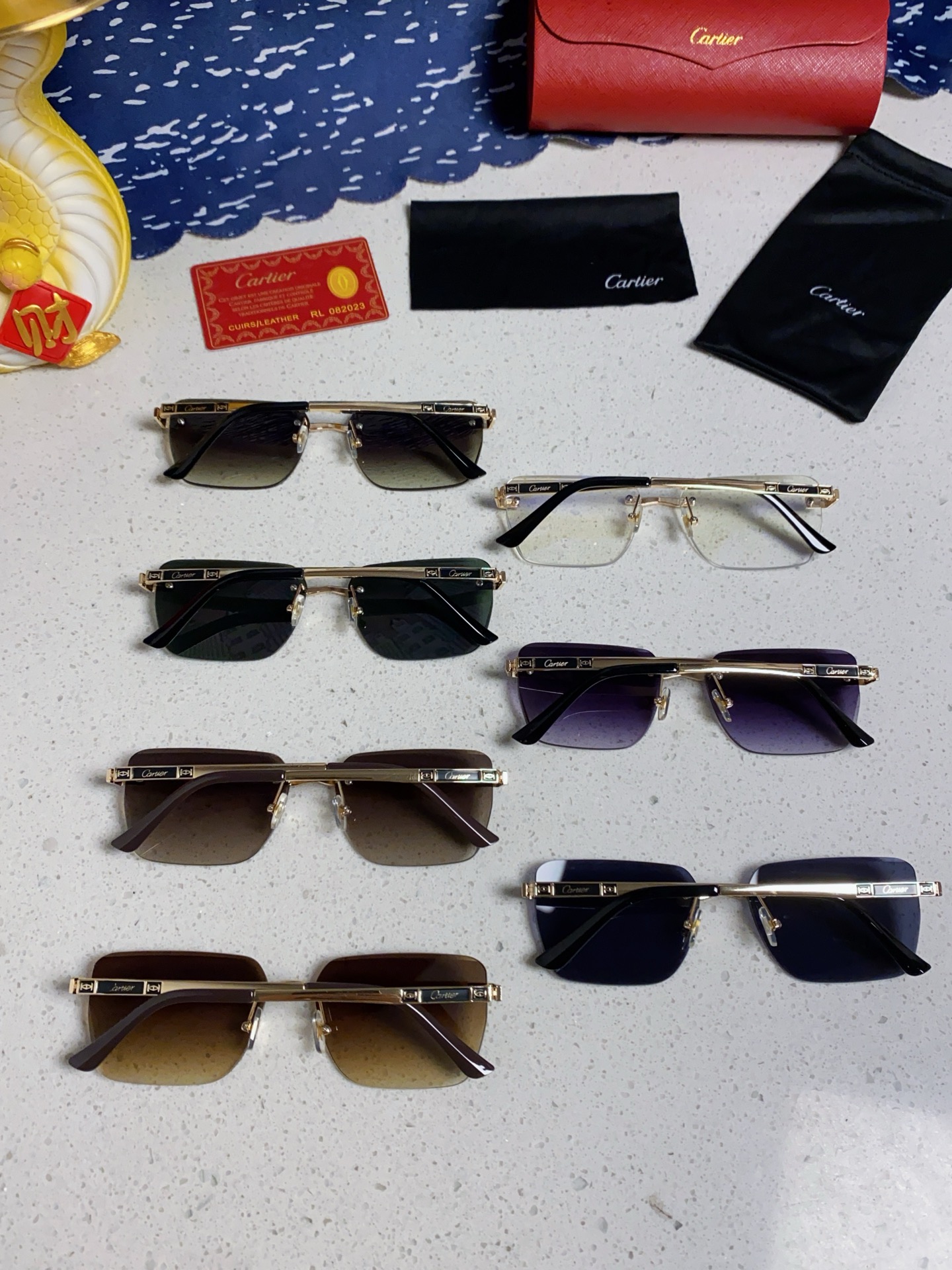 Cartier カルティエ サングラス メンズ レディース 男女兼用 フレームレス オーバル型 ポリカーボネート 多色展開 - 画像 3