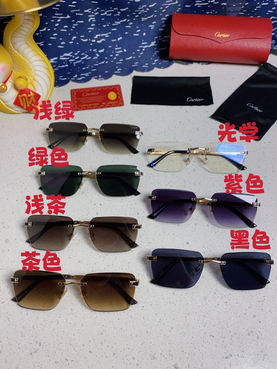 P135 Carter卡地亚 2025新款潮无框时尚太阳眼镜男欧美切边墨镜女个性太阳镜 男女通用_31522 - 画像 4