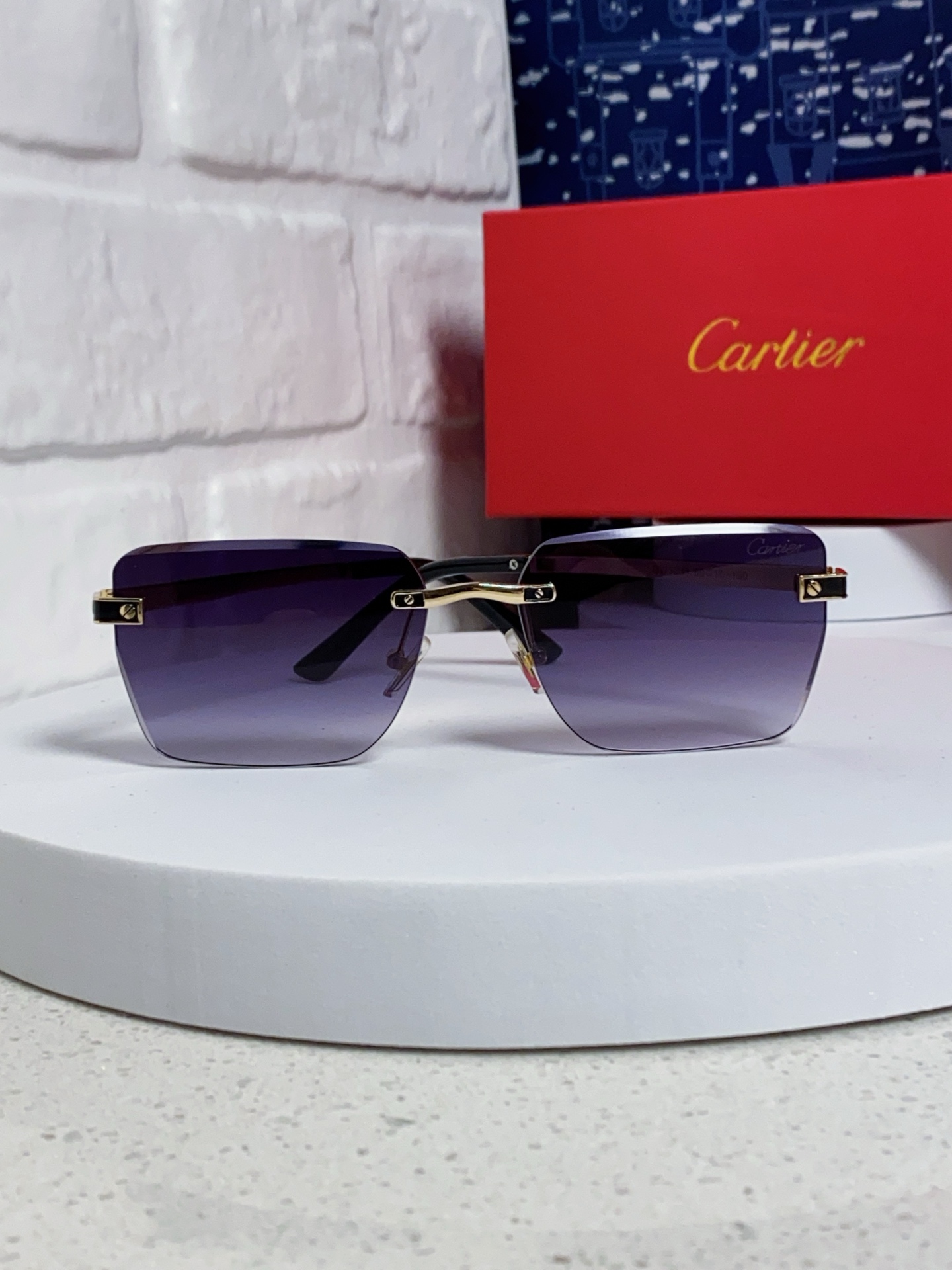 P135 Carter卡地亚 2025新款潮无框时尚太阳眼镜男欧美切边墨镜女个性太阳镜 男女通用_31522 - 画像 5