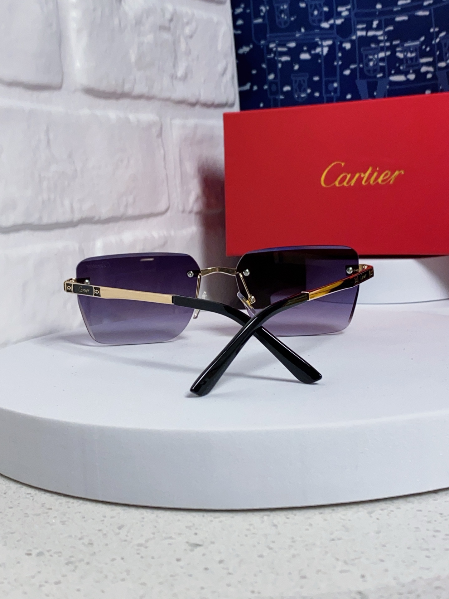 P135 Carter卡地亚 2025新款潮无框时尚太阳眼镜男欧美切边墨镜女个性太阳镜 男女通用_31522 - 画像 6