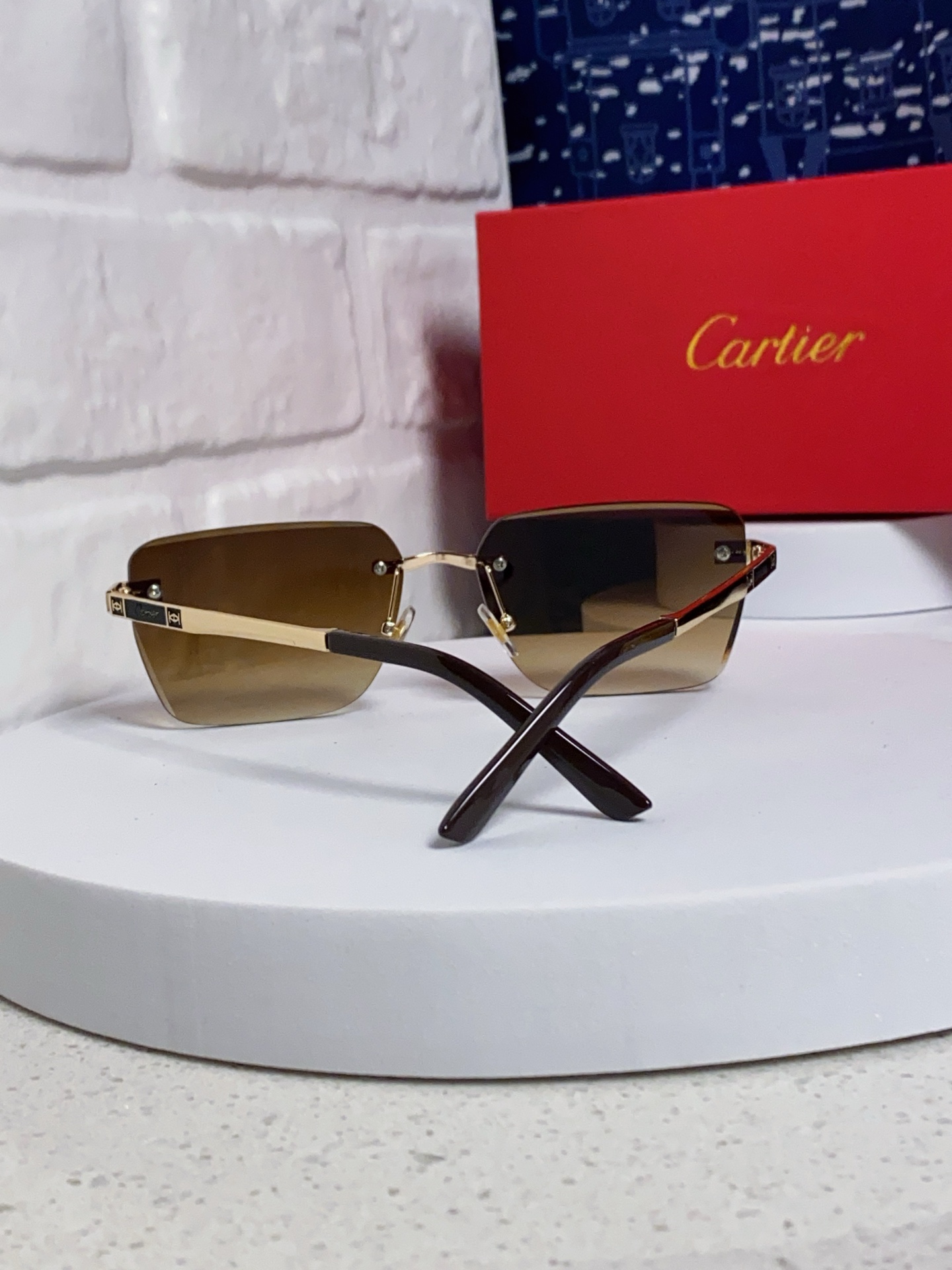 Cartier カルティエ サングラス フレームレス オーバル メンズ レディース 男女兼用 ブラック ブラウン レッド グリーン パープル ブルーレイ 全6色展開 - 画像 6