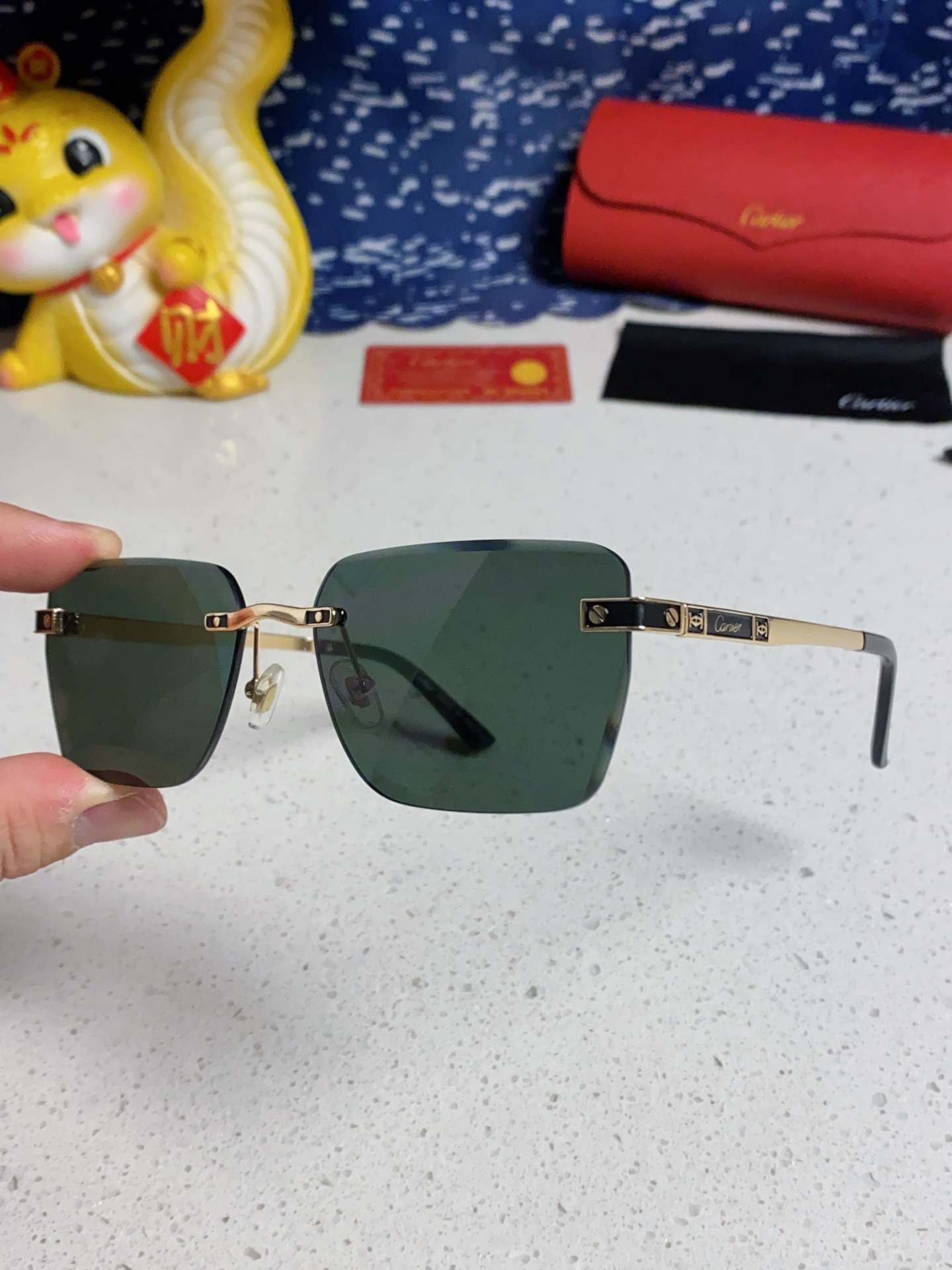 Cartier カルティエ メガネ サングラス メンズ レディース 男女兼用 シルバー ブラック マット グリーン ブルーレイカット 6色展開 - 画像 9