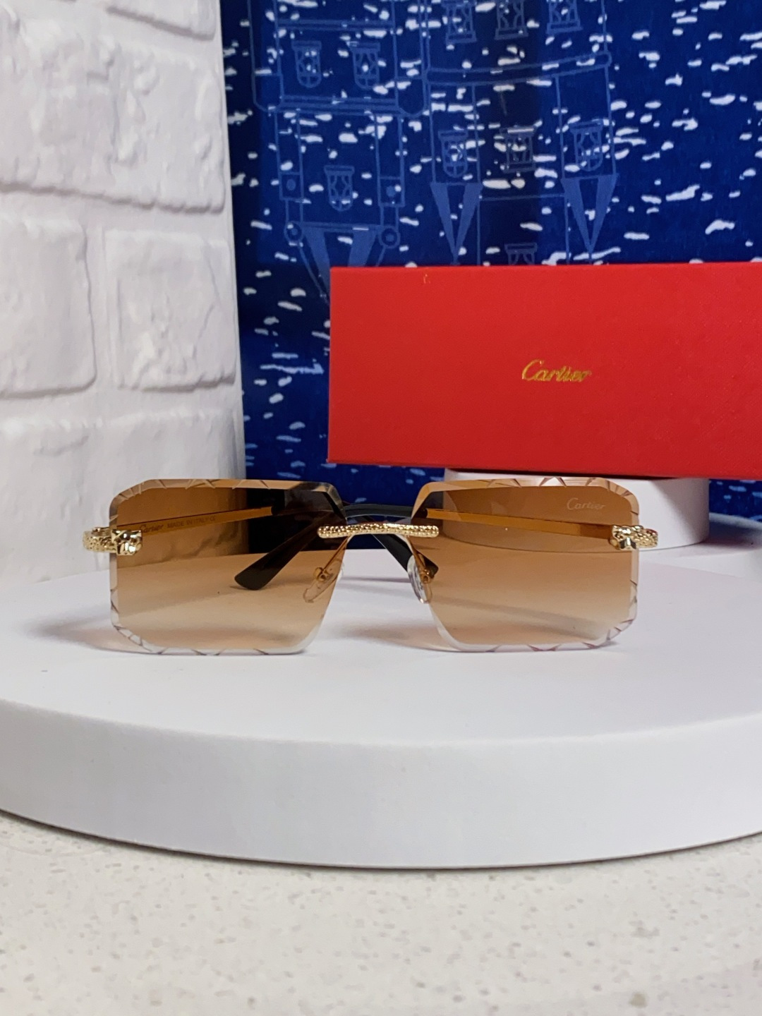 Cartier カルティエ サングラス フレームレス ペンダント サングラス 金属 レディース メンズ ブラック ブラウン ピンク グリーン レッド 多色展開 - 画像 5