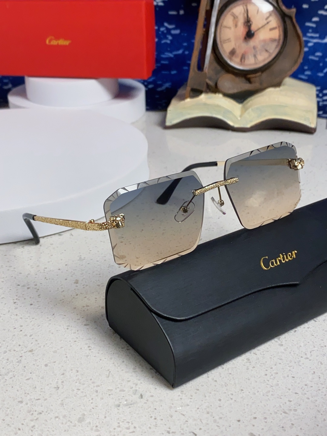 Cartier カルティエ メンズ サングラス フレームレス 2025 限定 メンズ レディース グラデーション ブラック ブロンズ ピンク グリーン ブラウン 多色展開 - 画像 2