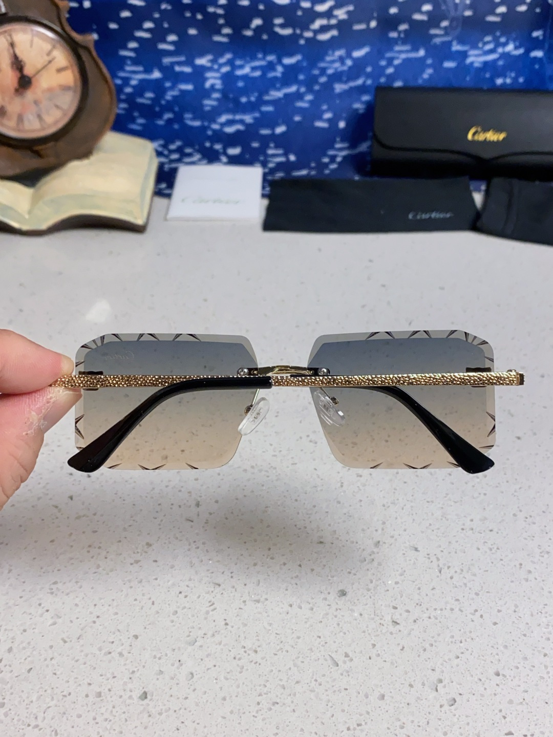 Cartier カルティエ メンズ サングラス フレームレス 2025 限定 メンズ レディース グラデーション ブラック ブロンズ ピンク グリーン ブラウン 多色展開 - 画像 8