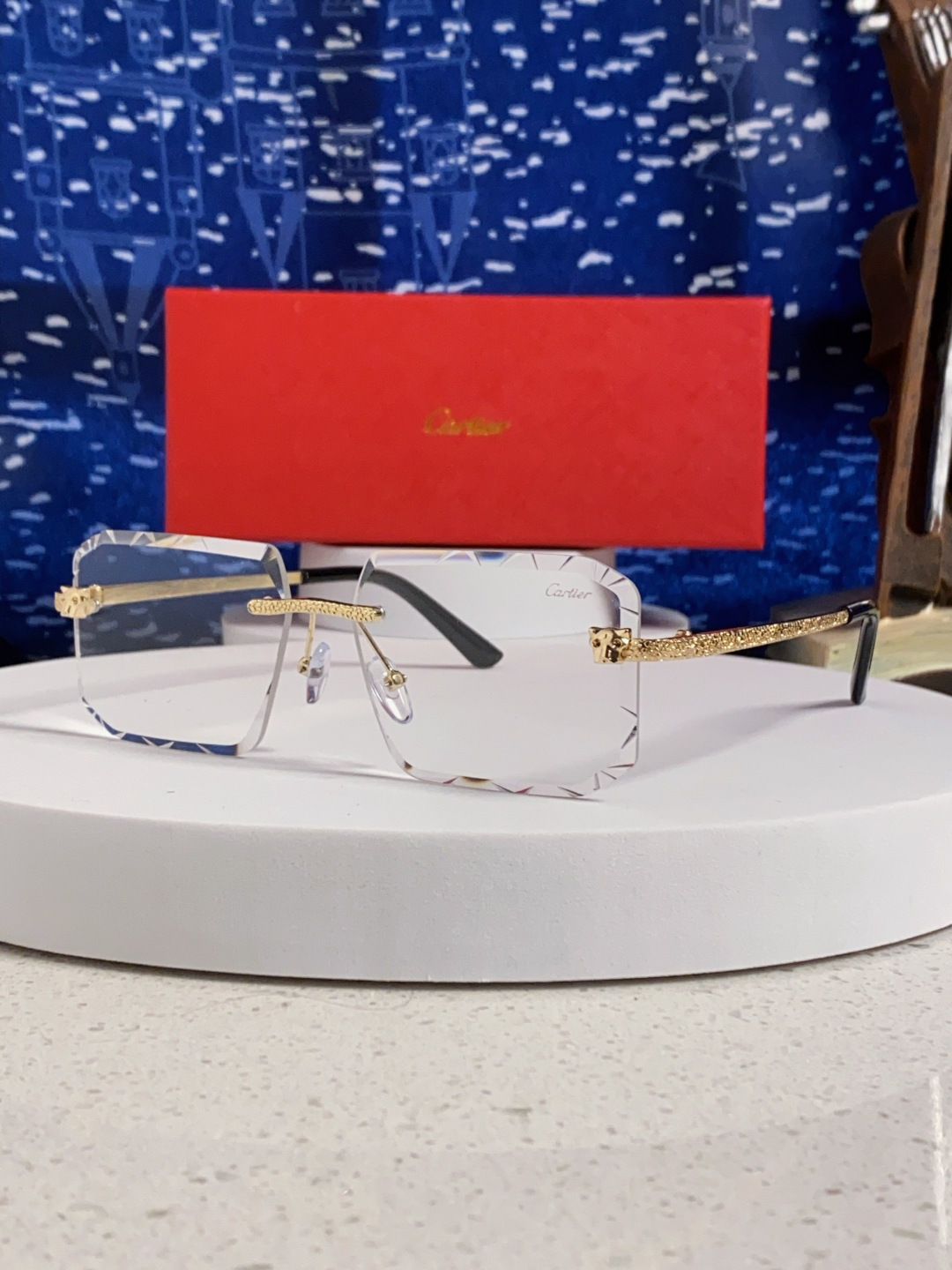 Cartier カルティエ インディペンデントサングラス メンズ レディース 金フレーム 透明レンズ 2色展開