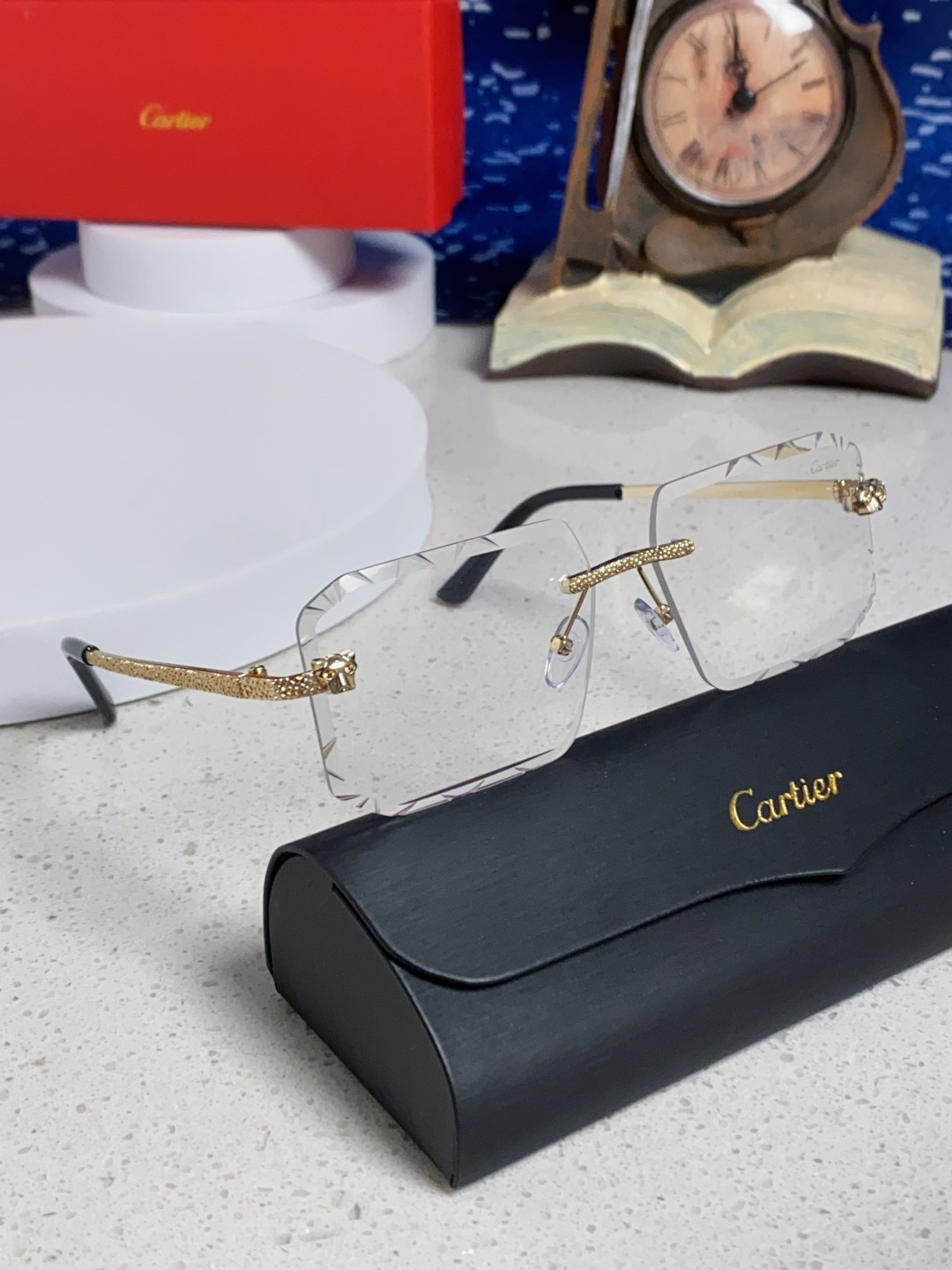 Cartier カルティエ インディペンデントサングラス メンズ レディース 金フレーム 透明レンズ 2色展開 - 画像 2