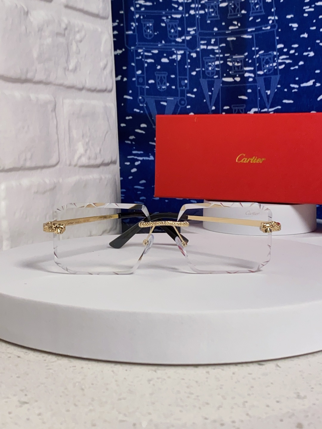 Cartier カルティエ インディペンデントサングラス メンズ レディース 金フレーム 透明レンズ 2色展開 - 画像 5