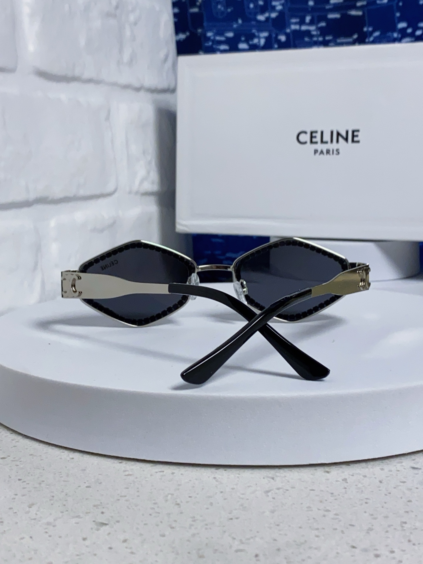 CELINE シャネル サングラス フラットシェイプ 満钻 シルバー レディース 多色展開 - 画像 6