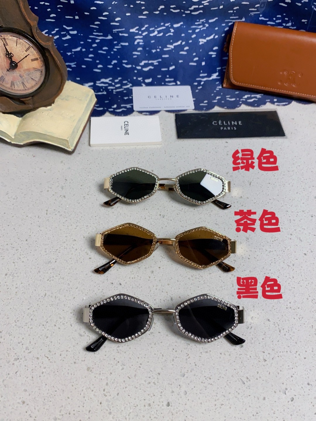 CELINE セリーヌ メガネ サングラス フラットシェイプ 2025年新作 一粒一粒 セリーヌ メタル メンズ レディース 绿色 茶色 黒色 - 画像 4