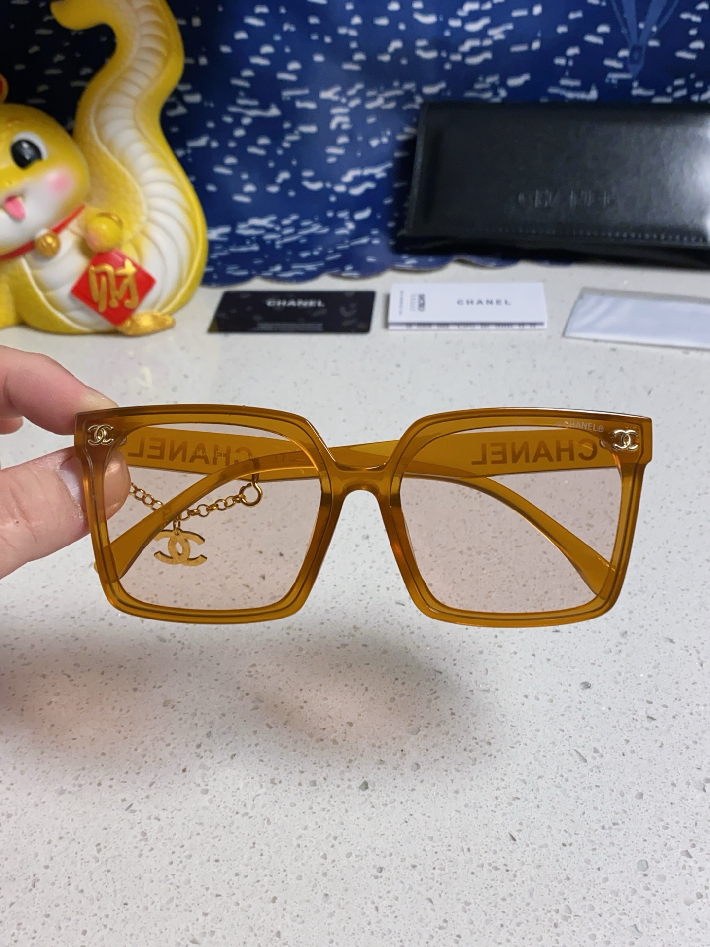 CHANEL シャネル サングラス フレーム メンズ レディース フラットフレーム トゥルーオーバー ゴールドチェーン チェーン付き 多色展開 - 画像 7