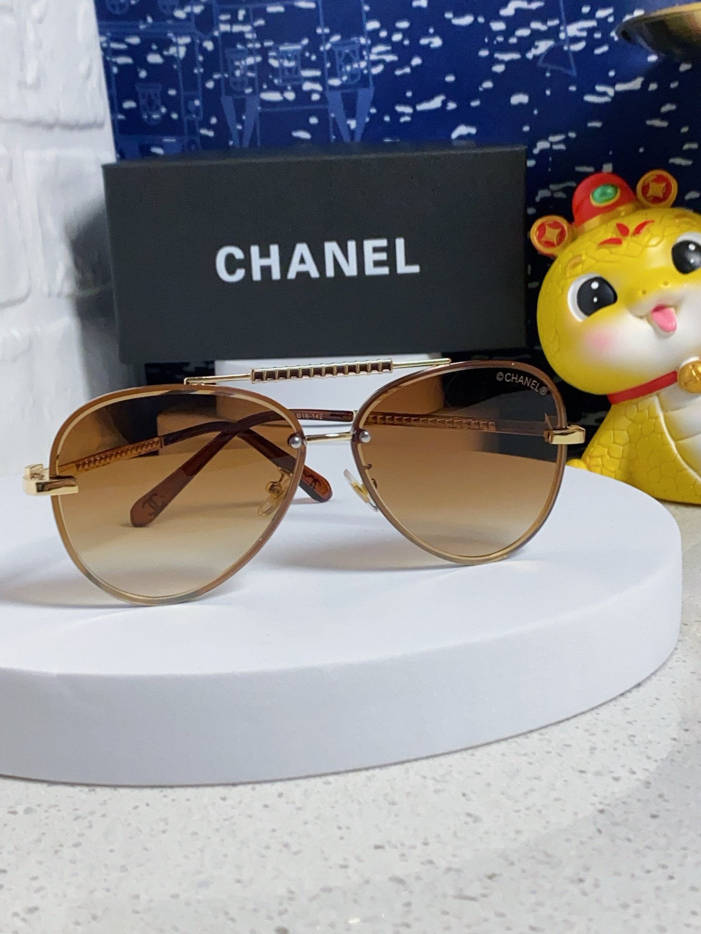 CHANEL シャネル サングラス メンズ レディース ブラウン グラデーション 金色フレーム ブラックケース 5色展開 - 画像 4