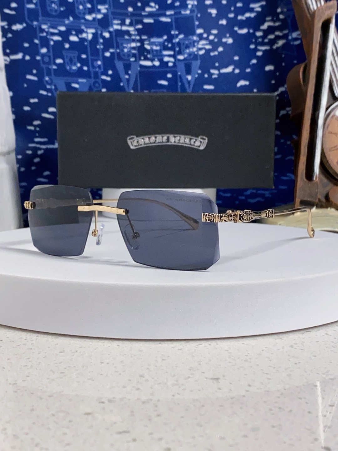 CHROME HEARTS クロムハーツ サングラス フレームレス オーバル型 メンズ レディース ブラック イタリア製 多色展開